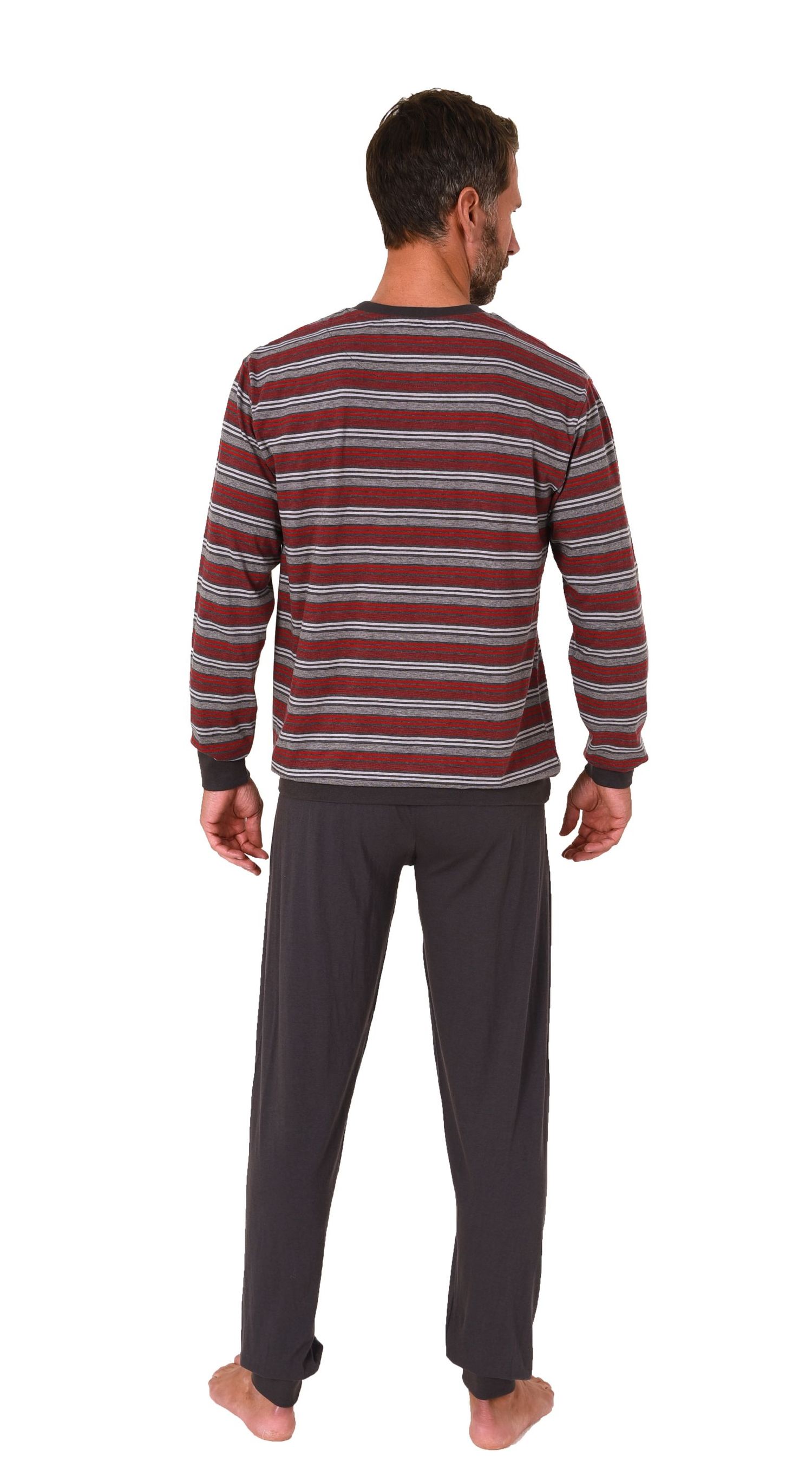 Normann Herren Frottee Schlafanzug langarm Pyjama mit Bündchen - auch in Übergröße