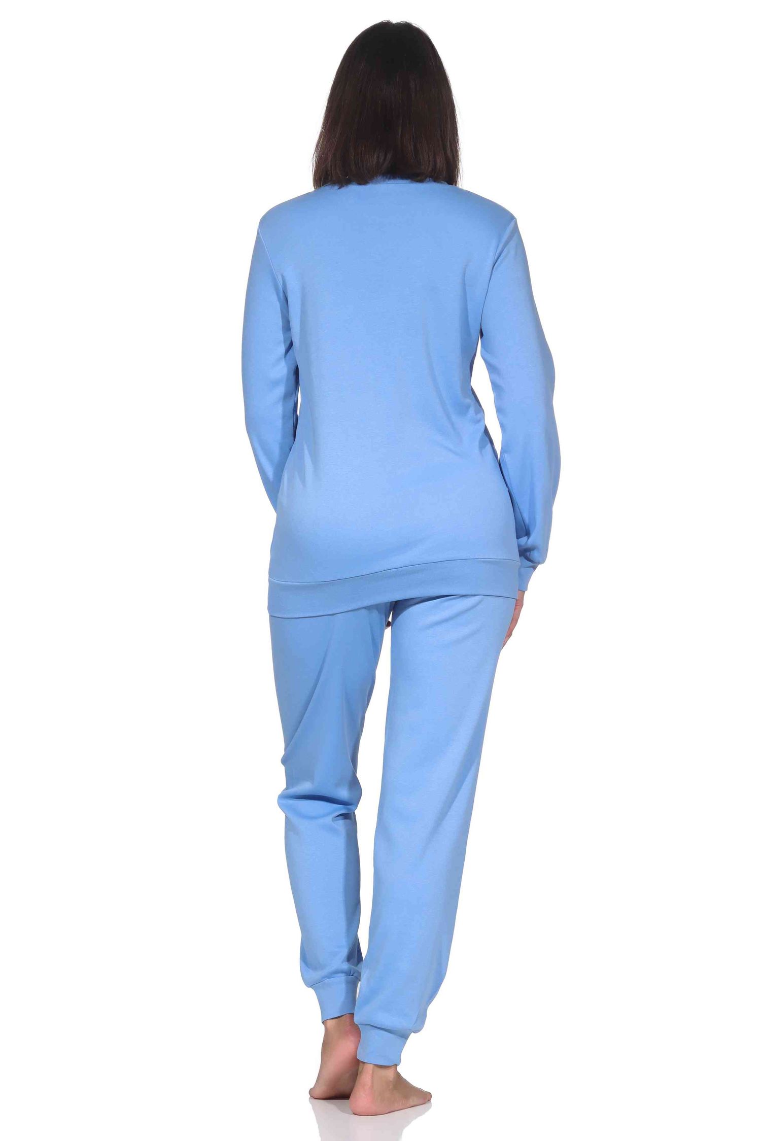 Normann Damen Schlafanzug lang in Kuschel Interlock Qualität mit Bündchen in Sterne Optik Normann Damen Schlafanzug lang in Kuschel Interlock Qualität mit Bündchen in Sterne Optik