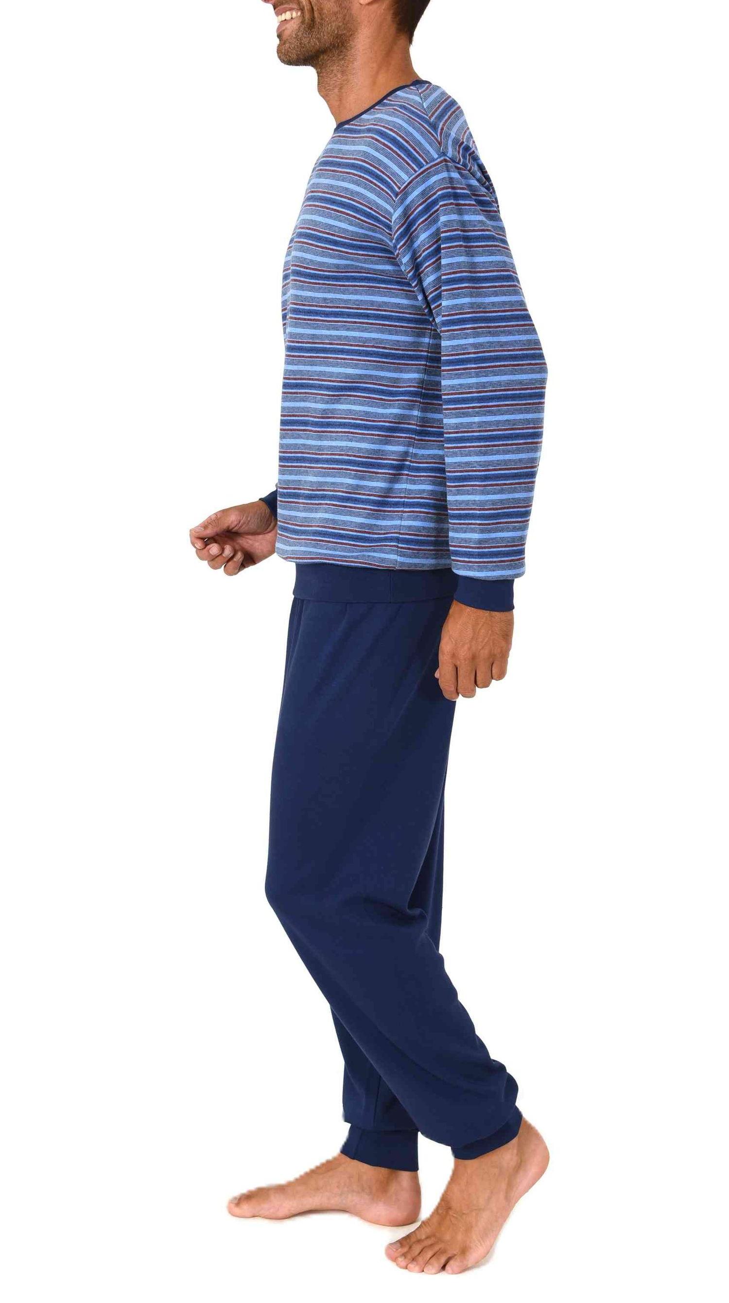 Normann Herren Schlafanzug lang in warmer Kuschel Interlock Qualität in Streifenoptik Normann Herren Schlafanzug lang in warmer Kuschel Interlock Qualität in Streifenoptik