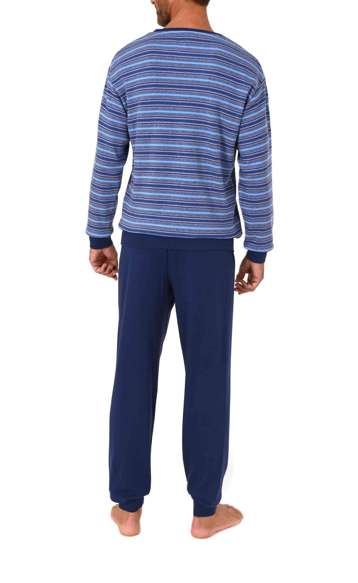 Normann Herren Schlafanzug lang in warmer Kuschel Interlock Qualität in Streifenoptik Normann Herren Schlafanzug lang in warmer Kuschel Interlock Qualität in Streifenoptik