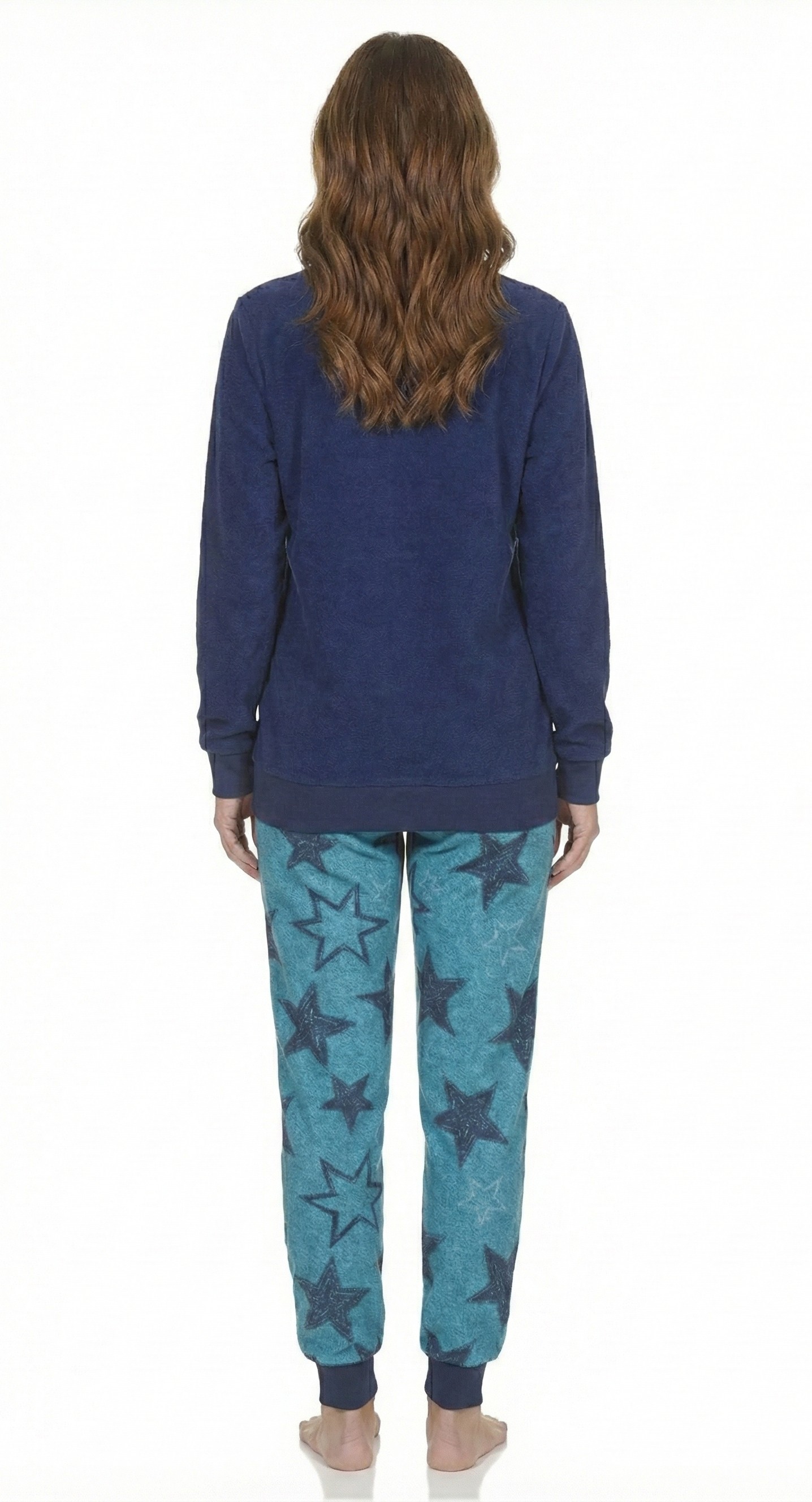 Normann Damen Frottee Schlafanzug langarm mit Bündchen in Sterne Optik - auch in Übergröße Normann Damen Frottee Schlafanzug langarm mit Bündchen in Sterne Optik - auch in Übergröße