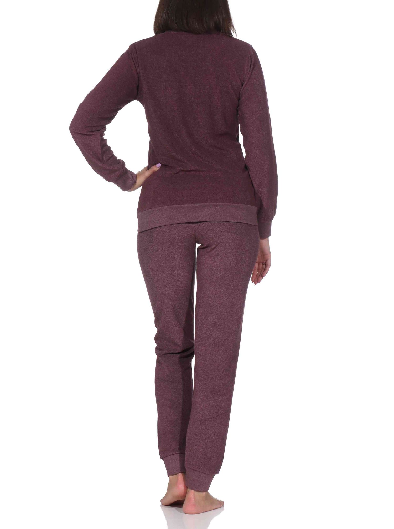 Normann Damen Frottee Schlafanzug lang mit Bündchen mit Sterne Motiv - auch in Übergröße