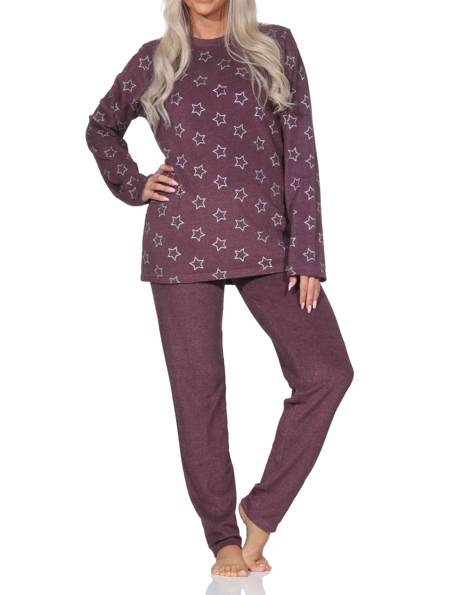 Normann Damen Frottee Schlafanzug langarm Pyjama in edler Sterne Optik - auch in Übergröße Normann Damen Frottee Schlafanzug langarm Pyjama in edler Sterne Optik - auch in Übergröße