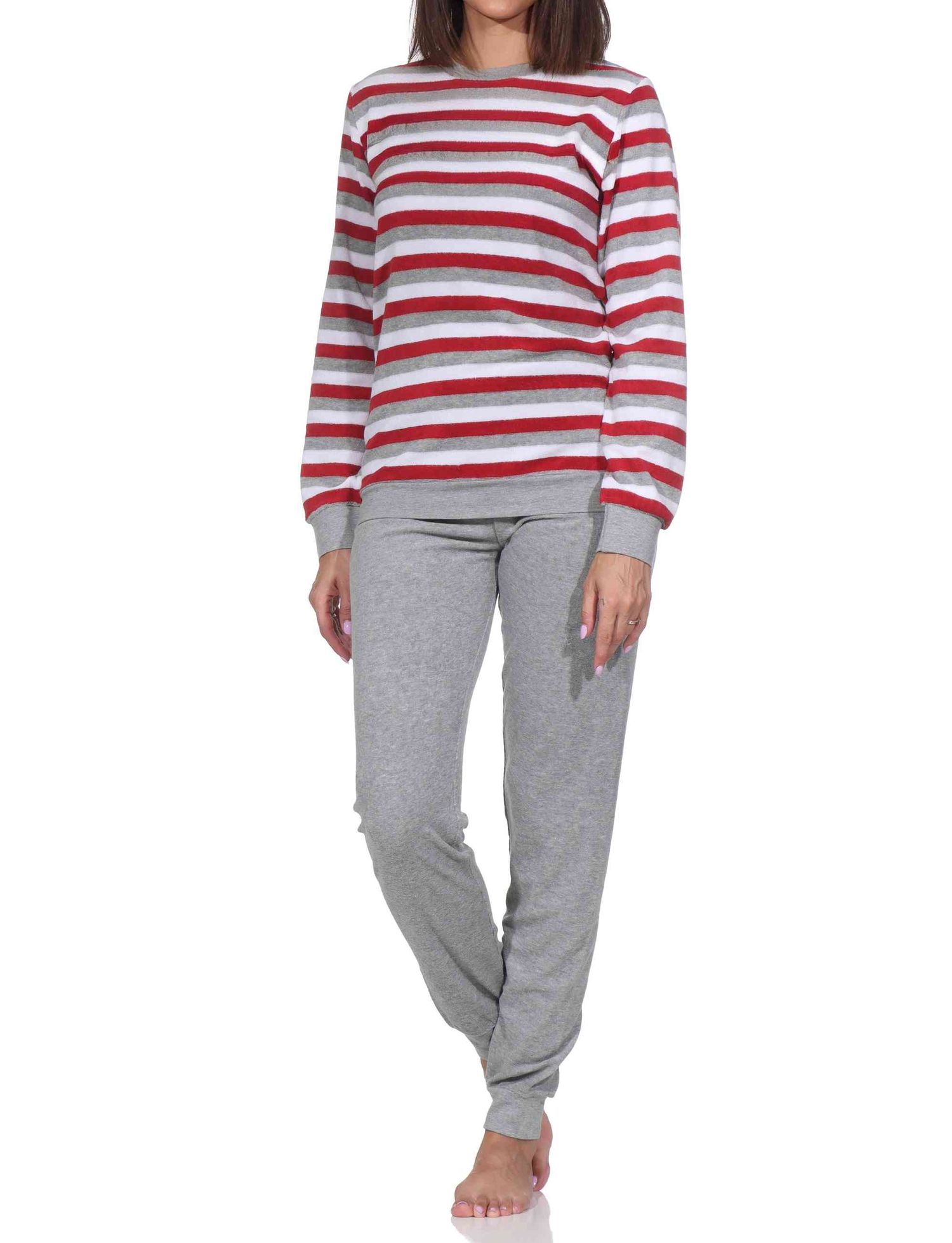 Normann Damen Frottee Schlafanzug in eleganter Blockstreifenoptik - auch in Übergröße Normann Damen Frottee Schlafanzug in eleganter Blockstreifenoptik - auch in Übergröße
