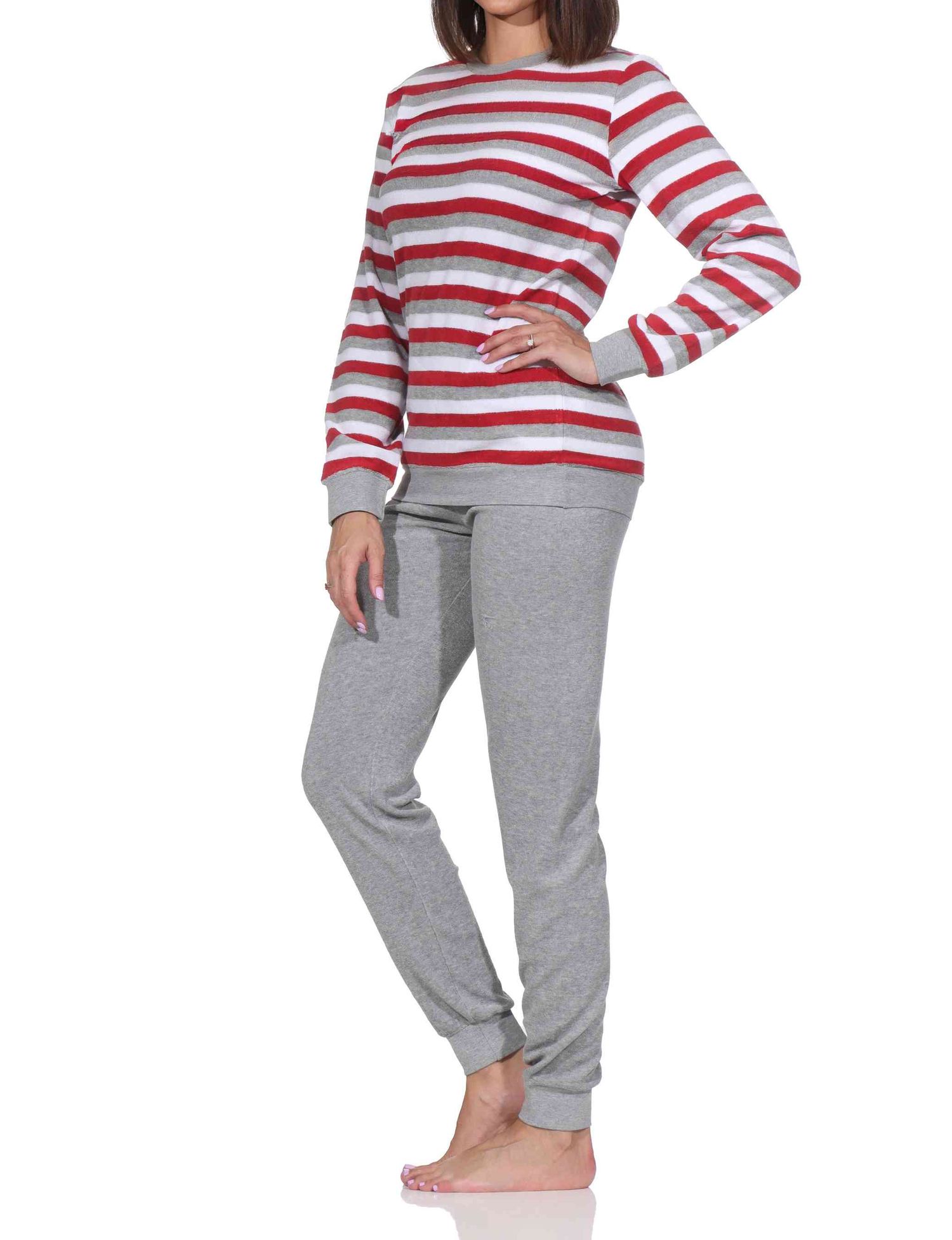 Normann Damen Frottee Schlafanzug in eleganter Blockstreifenoptik - auch in Übergröße Normann Damen Frottee Schlafanzug in eleganter Blockstreifenoptik - auch in Übergröße