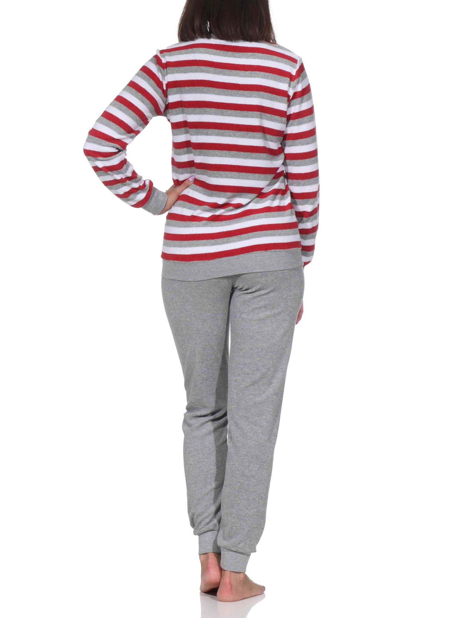 Normann Damen Frottee Schlafanzug in eleganter Blockstreifenoptik - auch in Übergröße