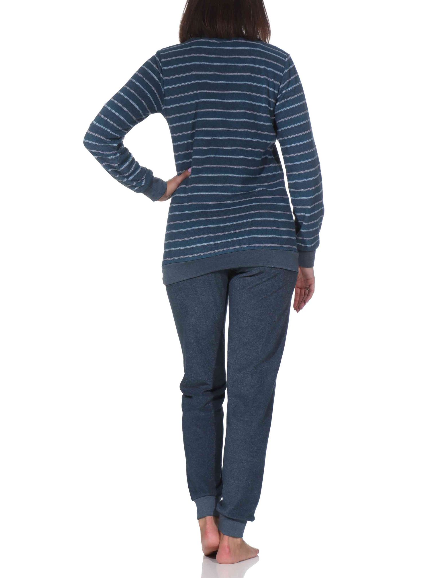 Normann Damen Frottee Schlafanzug mit Bündchen in edler Streifenoptik - auch in Übergröße Normann Damen Frottee Schlafanzug mit Bündchen in edler Streifenoptik - auch in Übergröße