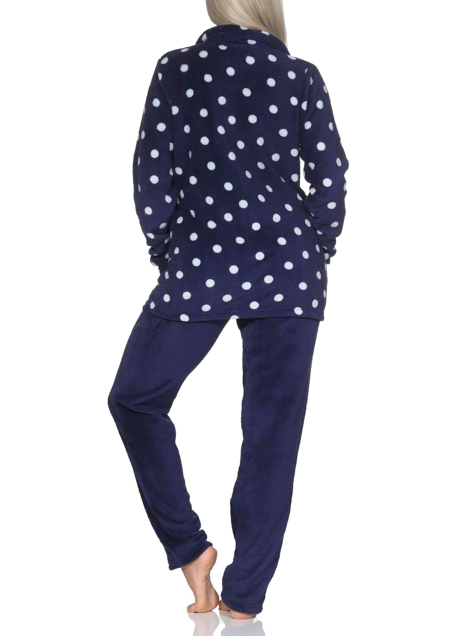 Normann Damen Hausanzug aus Coralfleece in toller Tupfen Punkte Optik