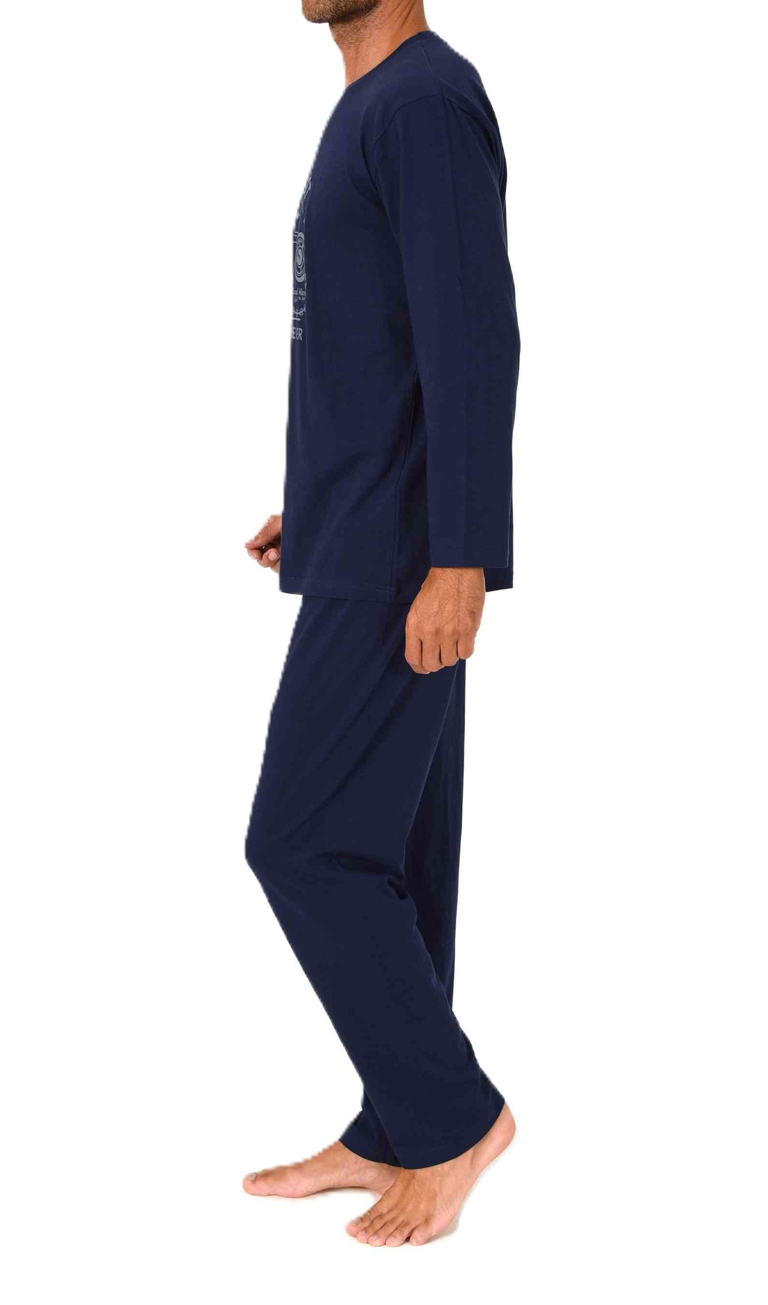 Normann Herren langarm Schlafanzug Pyjama mit Frontprint