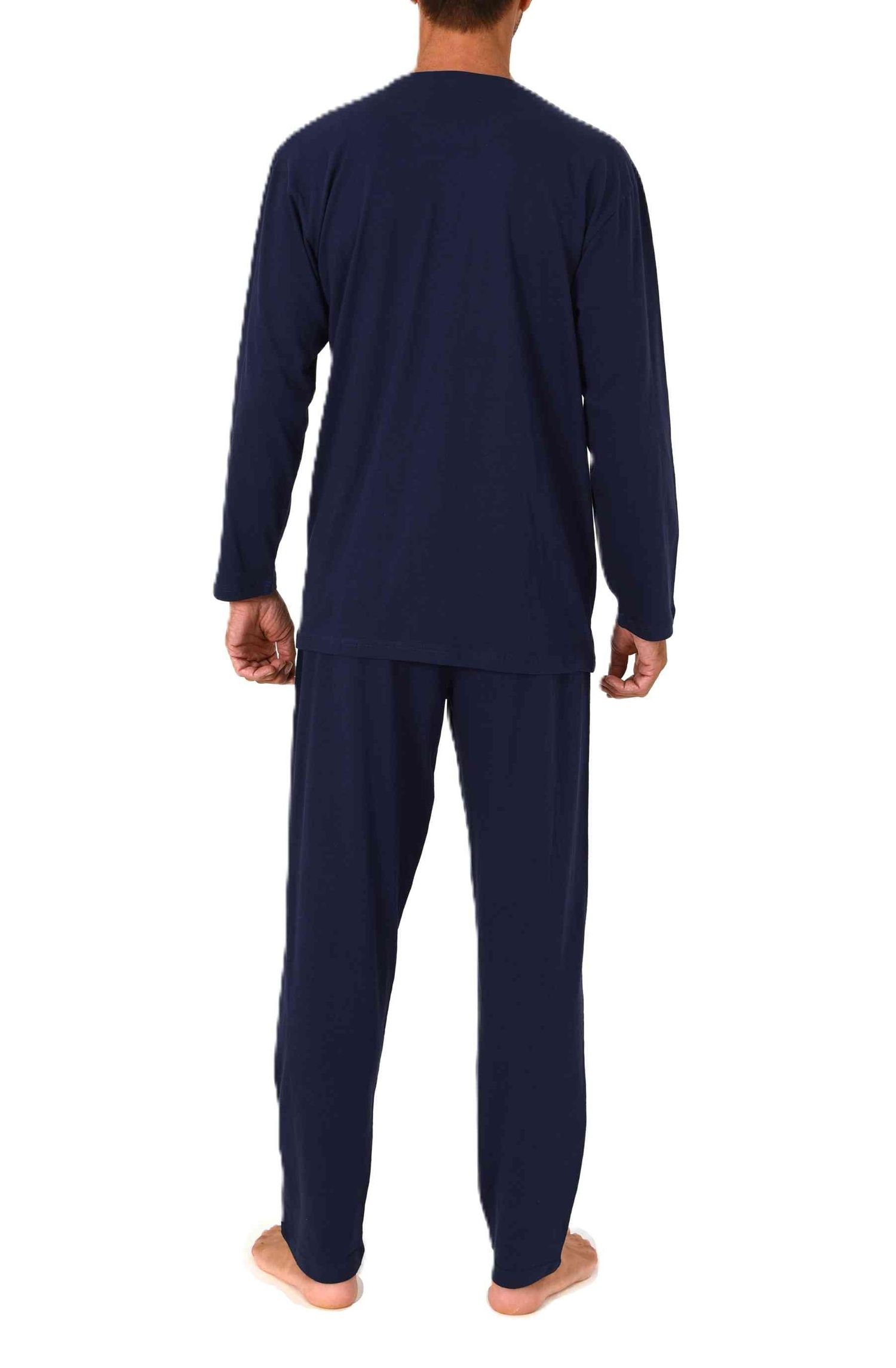 Normann Herren langarm Schlafanzug Pyjama mit Frontprint