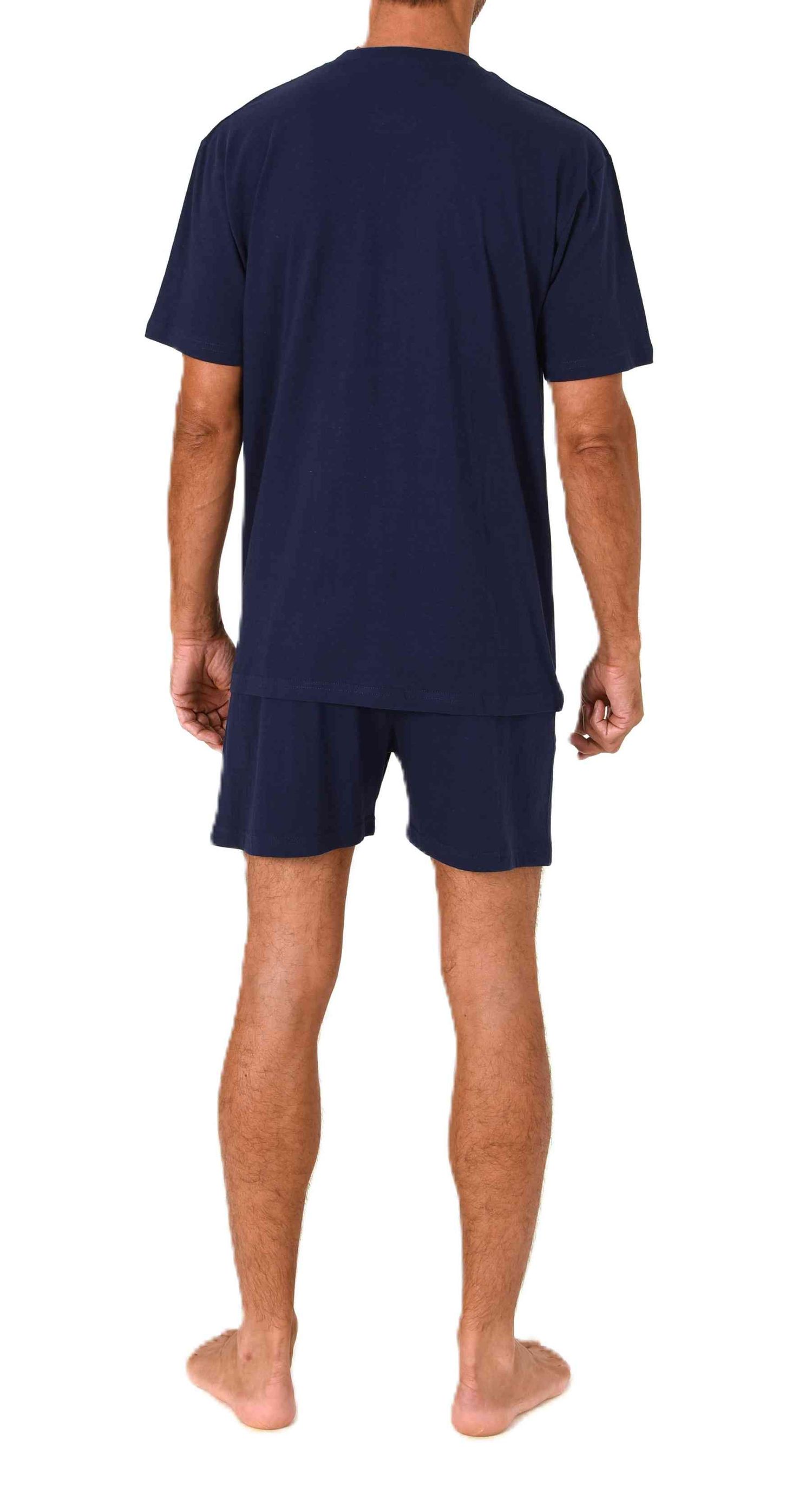 Normann Herren kurzarm Schlafanzug Shorty Pyjama mit Frontprint