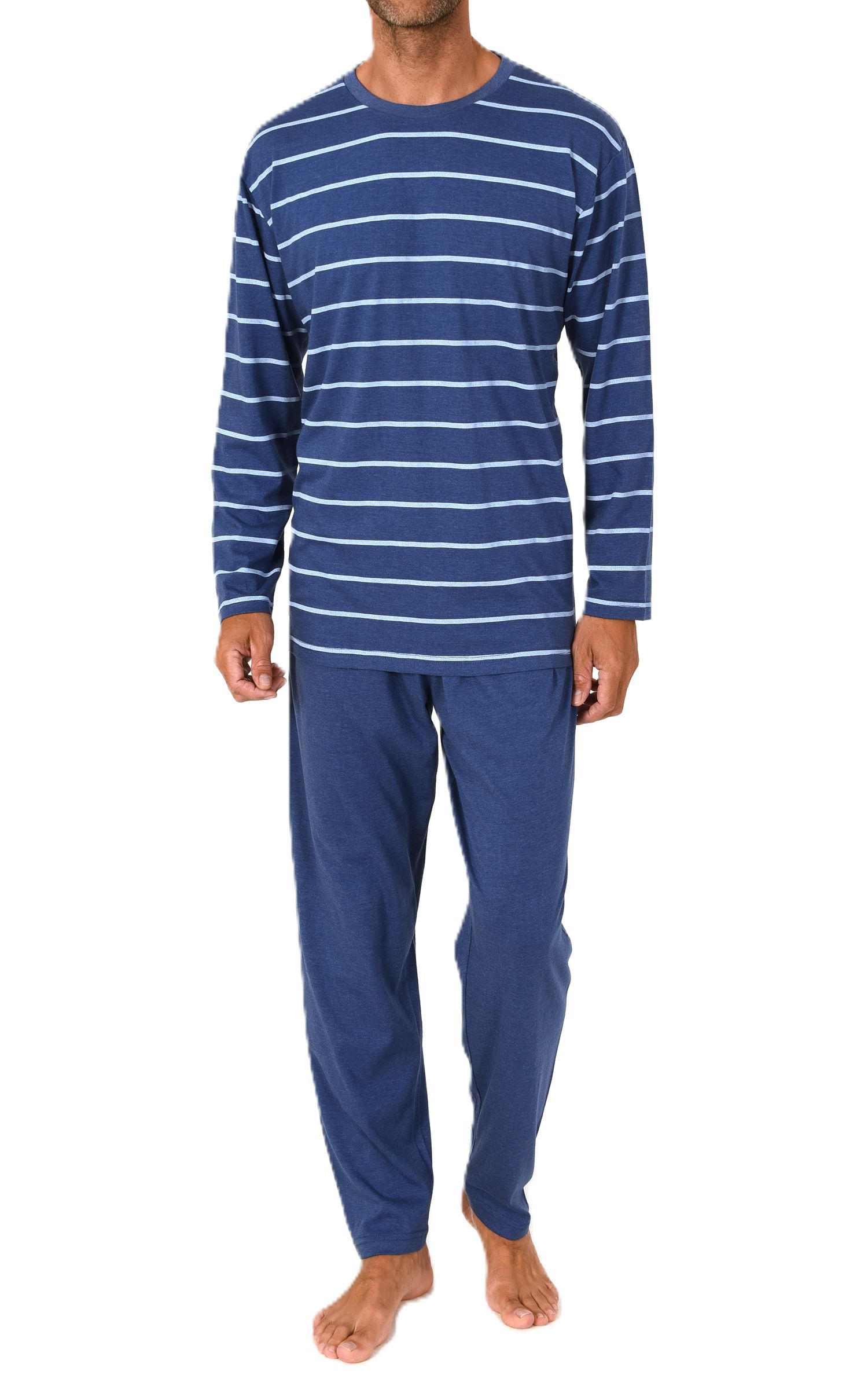 Normann Herren langarm Schlafanzug Pyjama in eleganter Streifenoptik