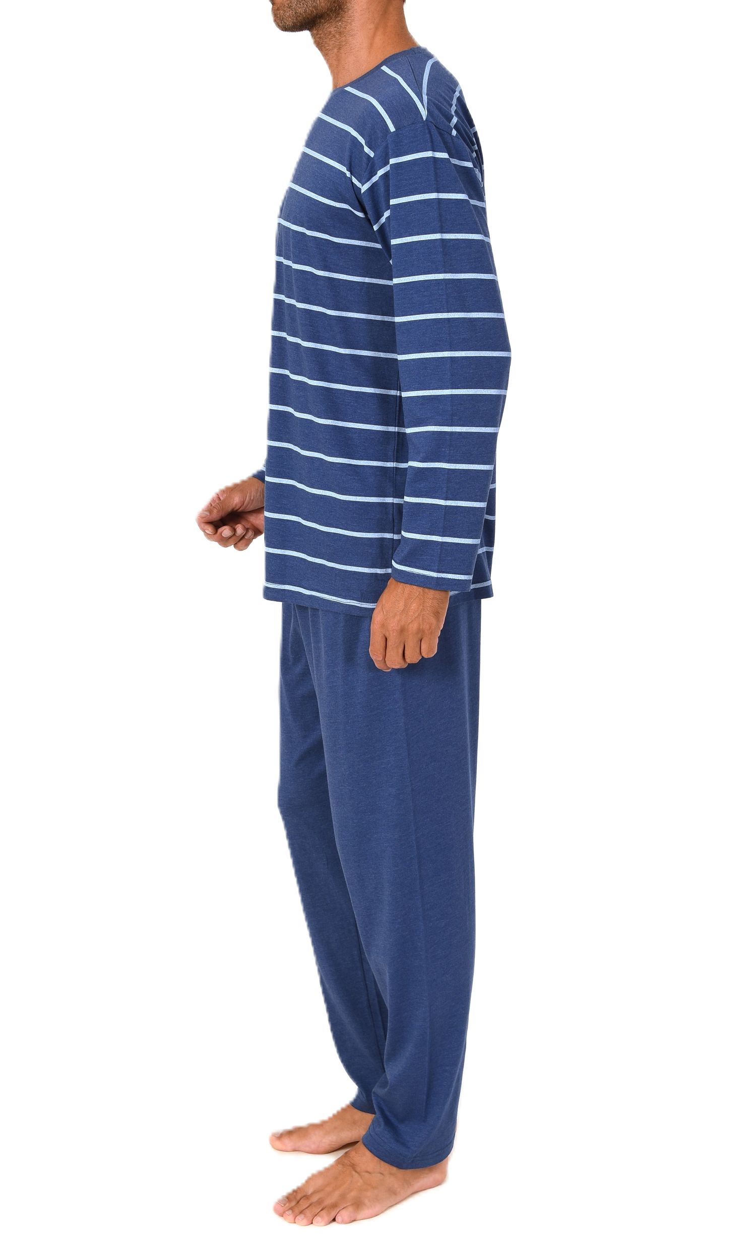 Normann Herren langarm Schlafanzug Pyjama in eleganter Streifenoptik