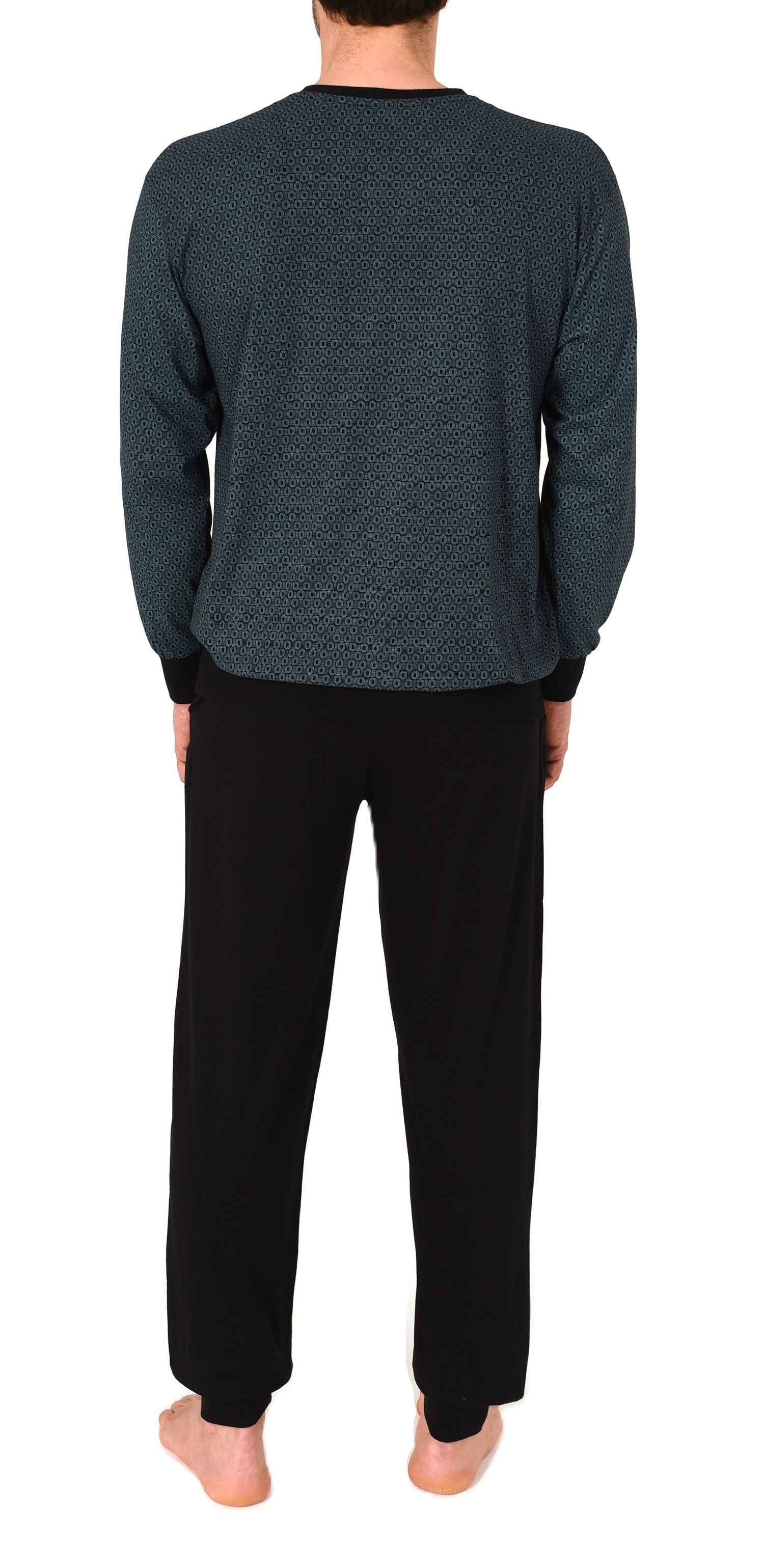 Normann Herren Schlafanzug lang mit Bündchen Single Jersey – auch in Übergrösse verfügbar