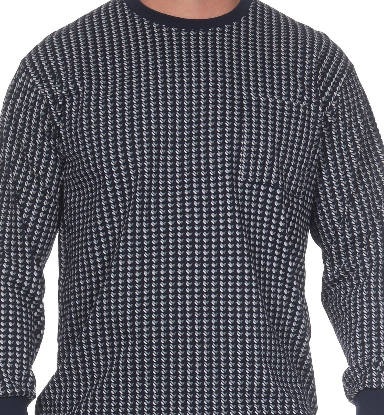 Normann Herren Schlafanzug langarm mit Bündchen aus Baumwolle – Pyjama auch in Übergrößen