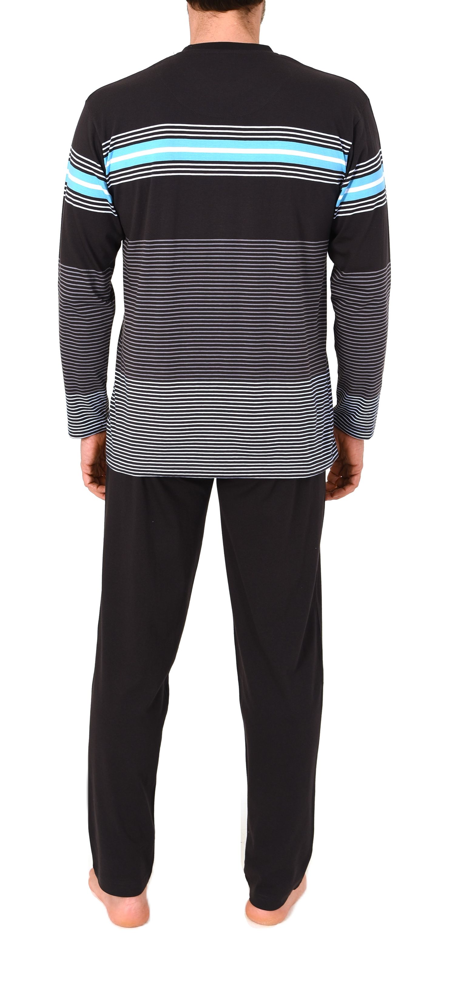 Normann Herren Schlafanzug Pyjama lang in eleganter Streifenoptik – auch in Übergrößen