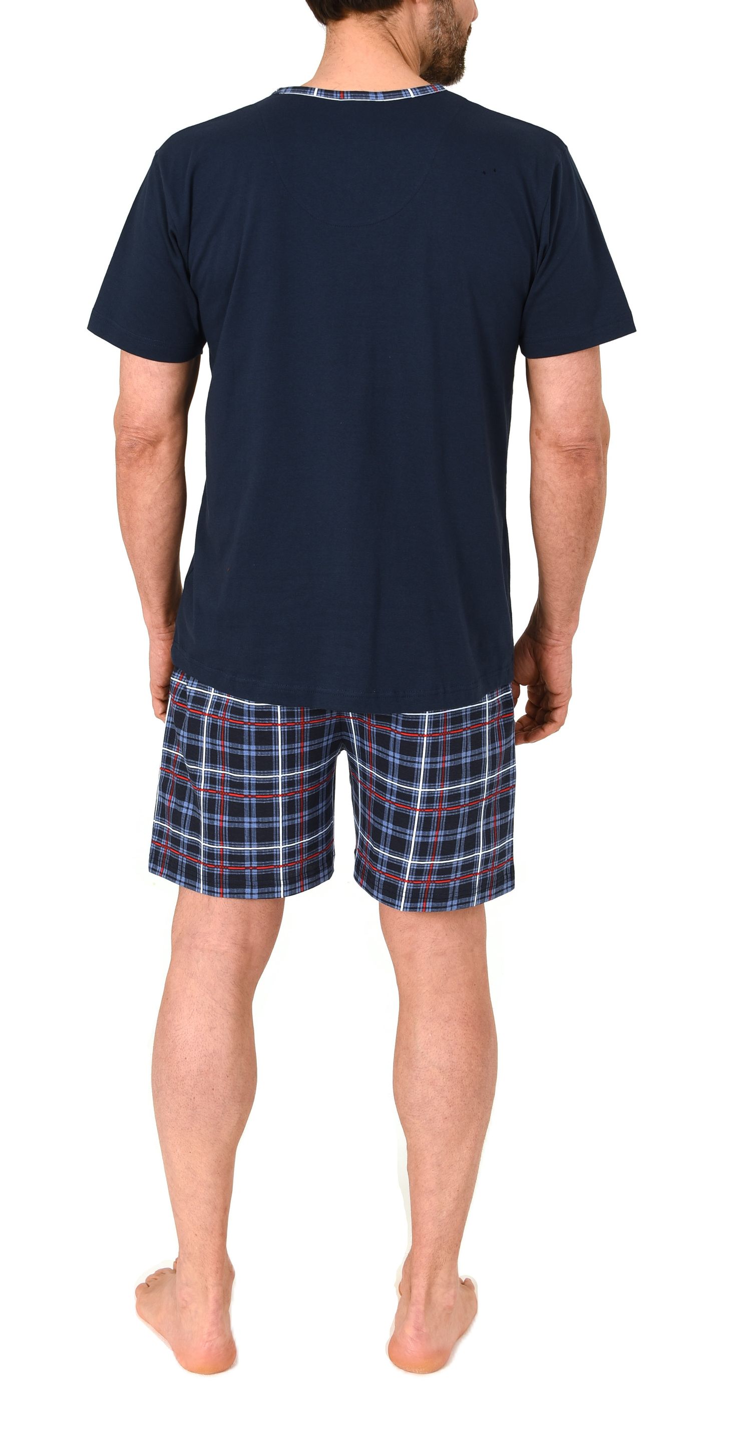 Normann Herren kurzarm Schlafanzug Shorty Pyjama Hose in Karo Optik - auch in Übergröße
