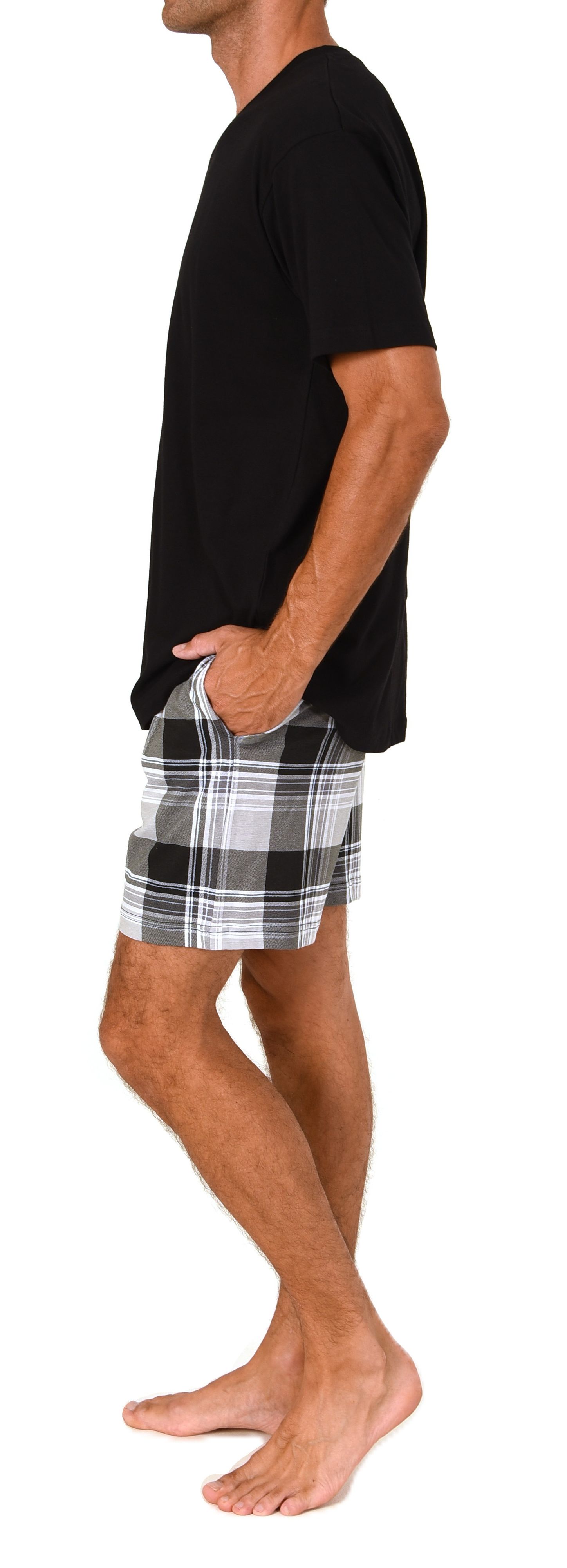 Normann Herren kurzarm Schlafanzug Shorty Pyjama Hose in Karo Optik - auch in Übergröße