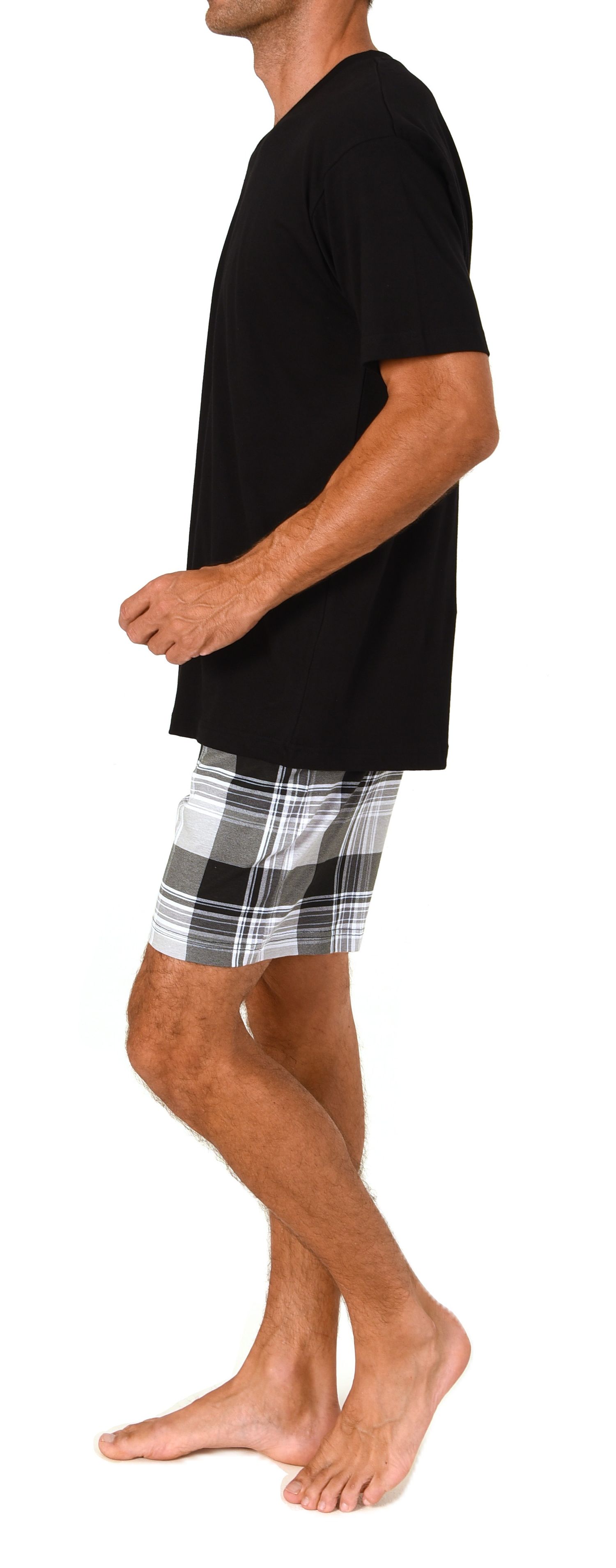Normann Herren kurzarm Schlafanzug Shorty Pyjama Hose in Karo Optik - auch in Übergröße