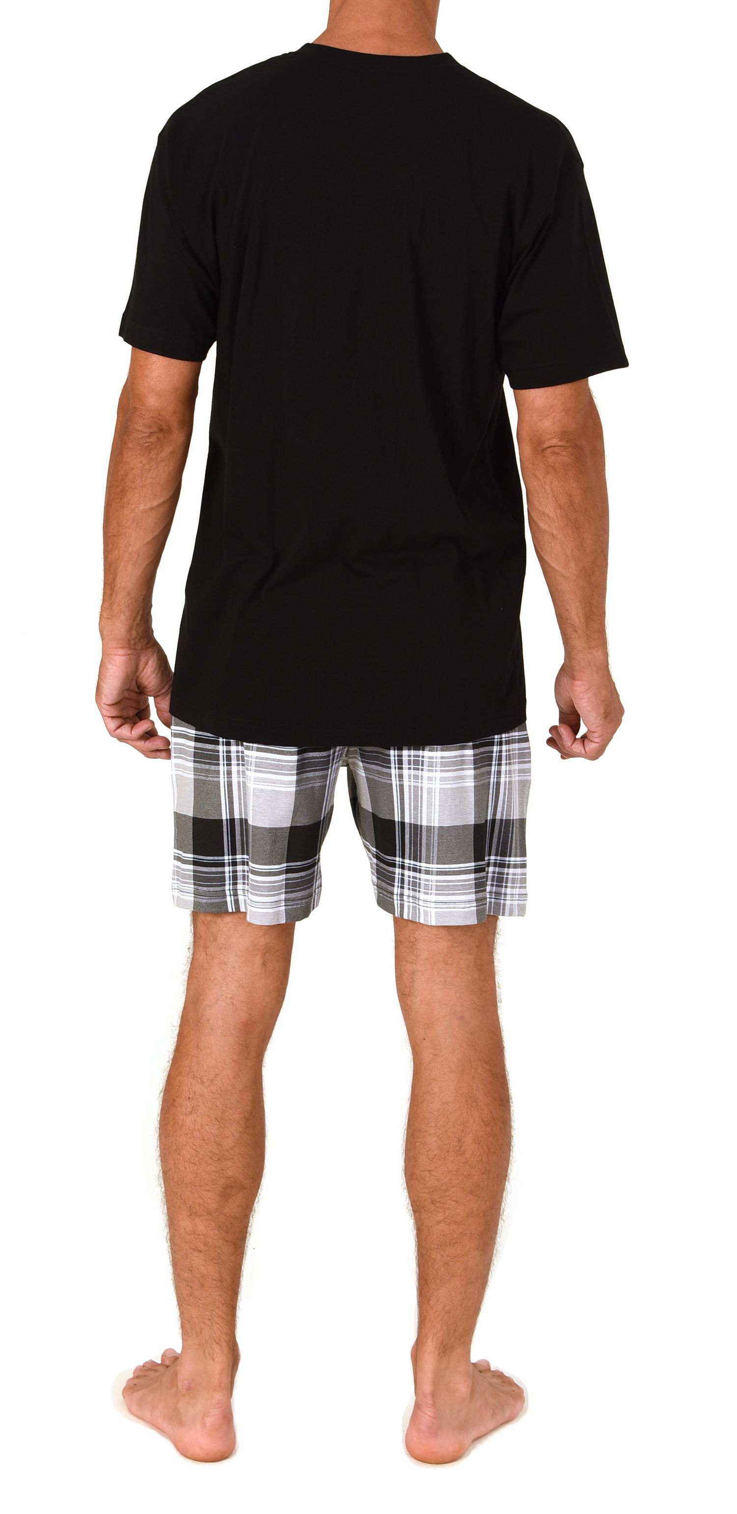 Normann Herren kurzarm Schlafanzug Shorty Pyjama Hose in Karo Optik - auch in Übergröße