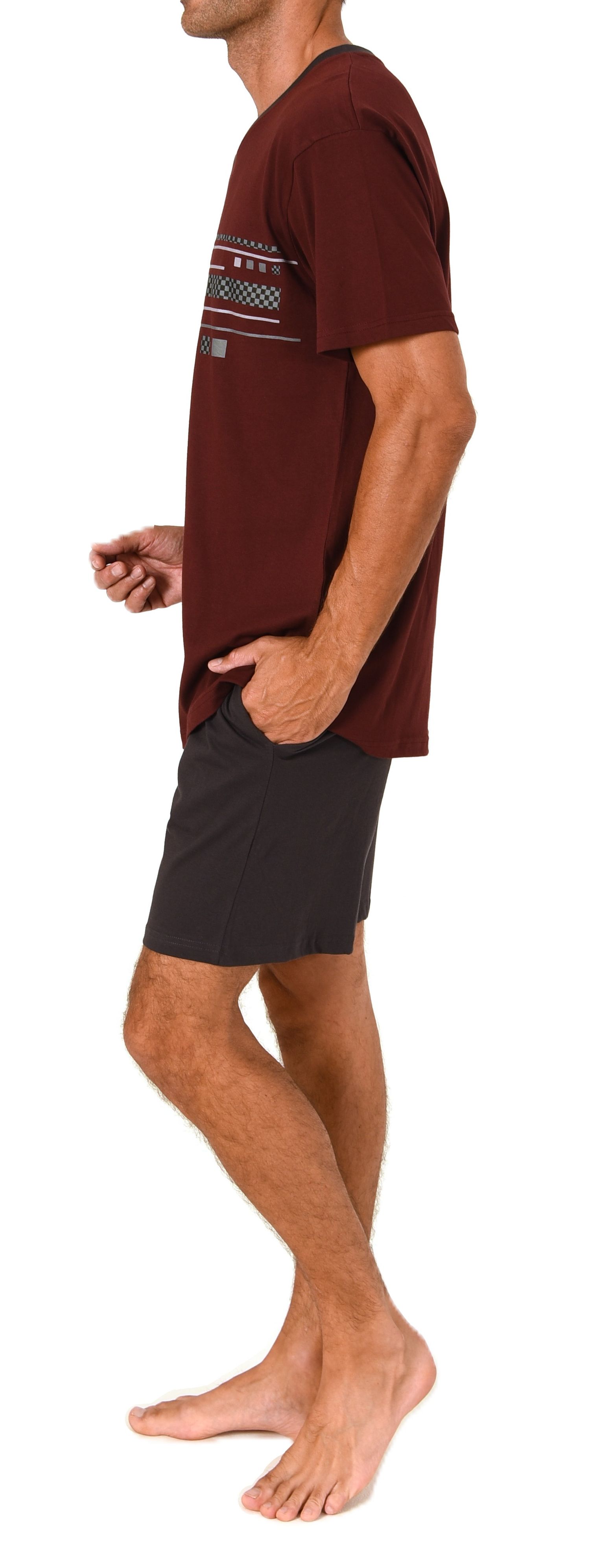 Normann Herren Pyjama Shorty kurzarm – Schlafanzug mit Frontprint, auch in Übergrößen