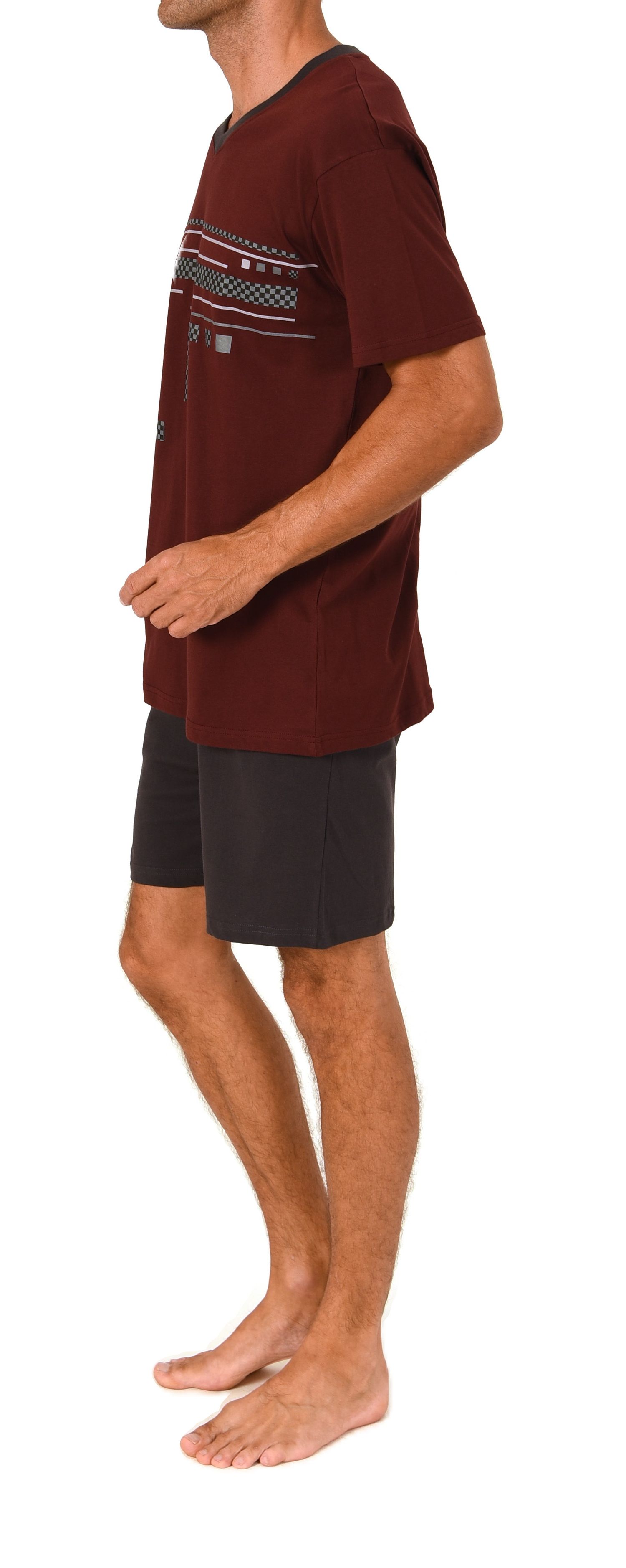 Normann Herren Pyjama Shorty kurzarm – Schlafanzug mit Frontprint, auch in Übergrößen