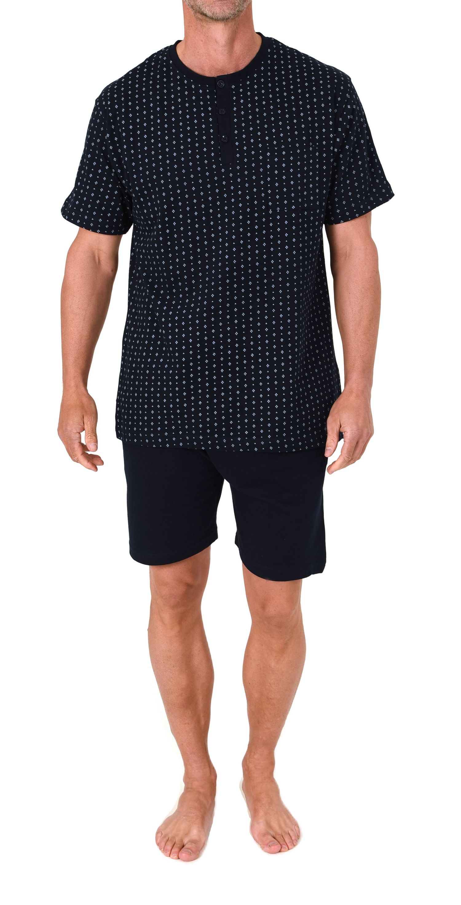 Normann Herren Schlafanzug kurzarm Shorty Pyjama aus 100 % Baumwolle – auch in Übergrößen