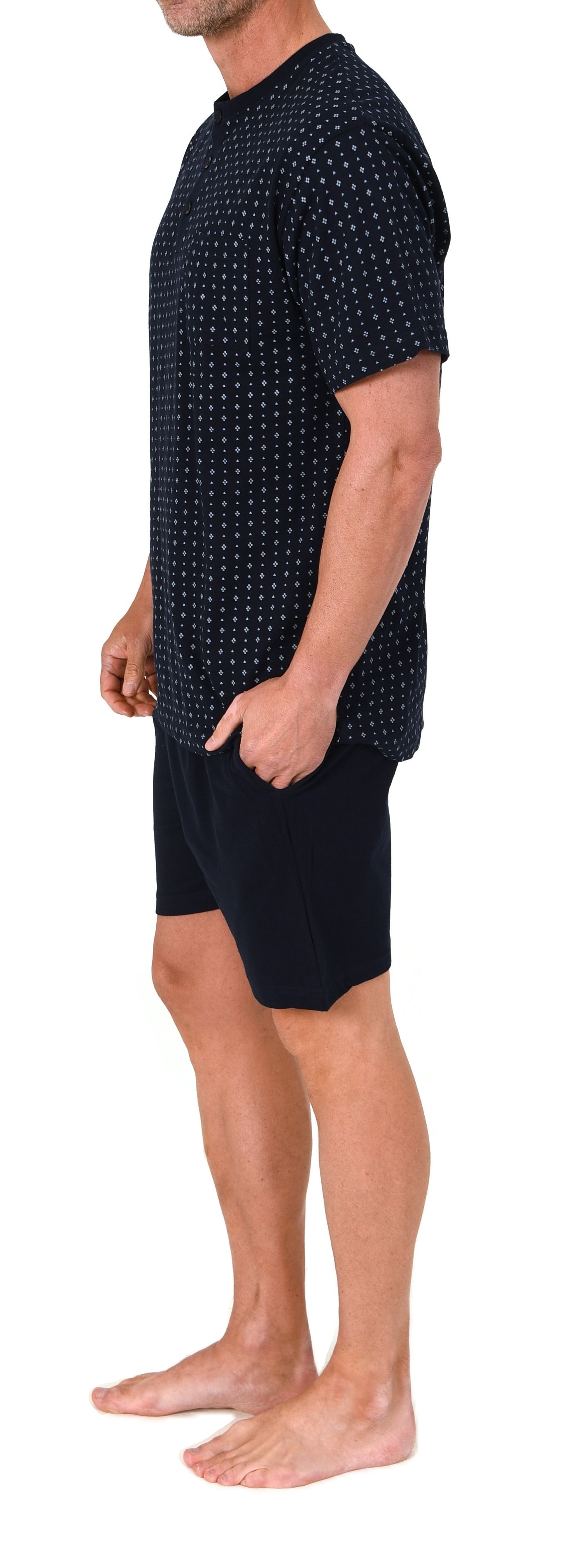 Normann Herren Schlafanzug kurzarm Shorty Pyjama aus 100 % Baumwolle – auch in Übergrößen