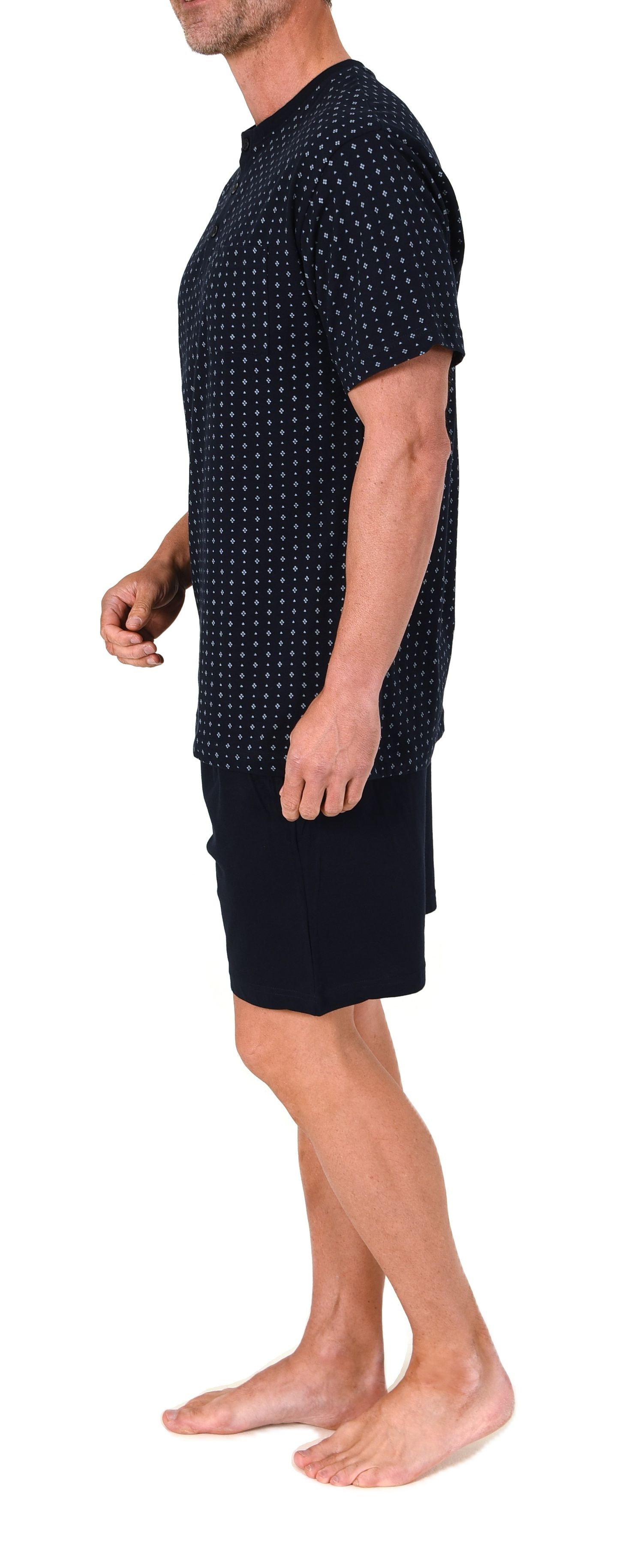 Normann Herren Schlafanzug kurzarm Shorty Pyjama aus 100 % Baumwolle – auch in Übergrößen