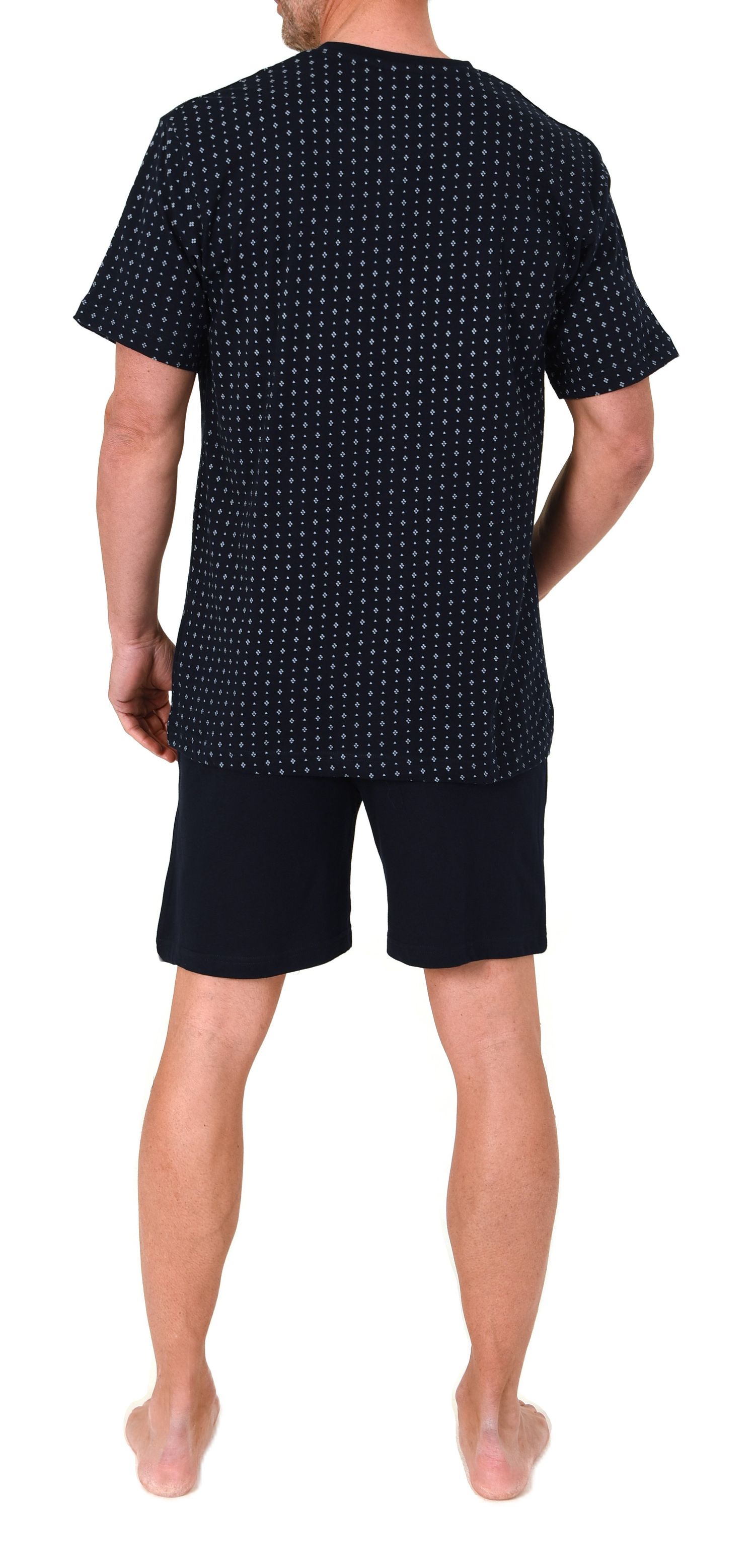 Normann Herren Schlafanzug kurzarm Shorty Pyjama aus 100 % Baumwolle – auch in Übergrößen