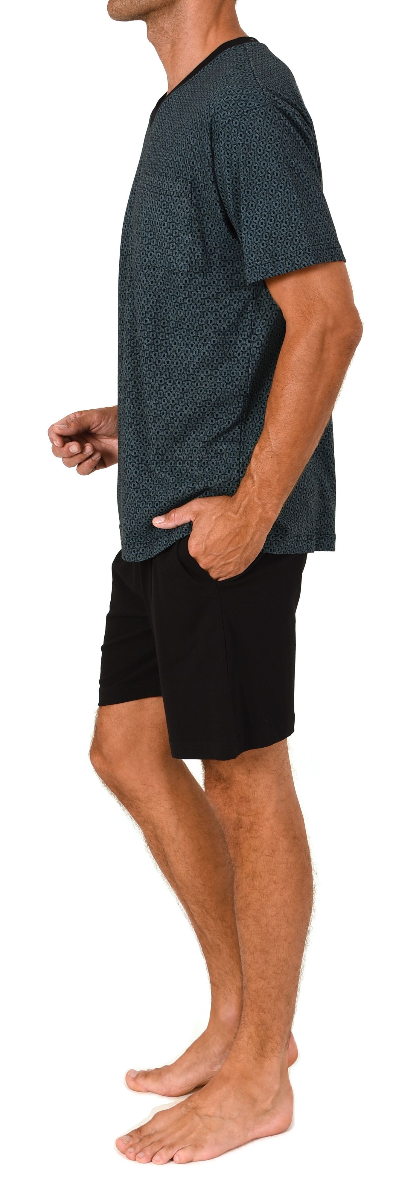 Normann Herren kurzarm Schlafanzug Shorty – Pyjama auch in Übergrössen verfügbar