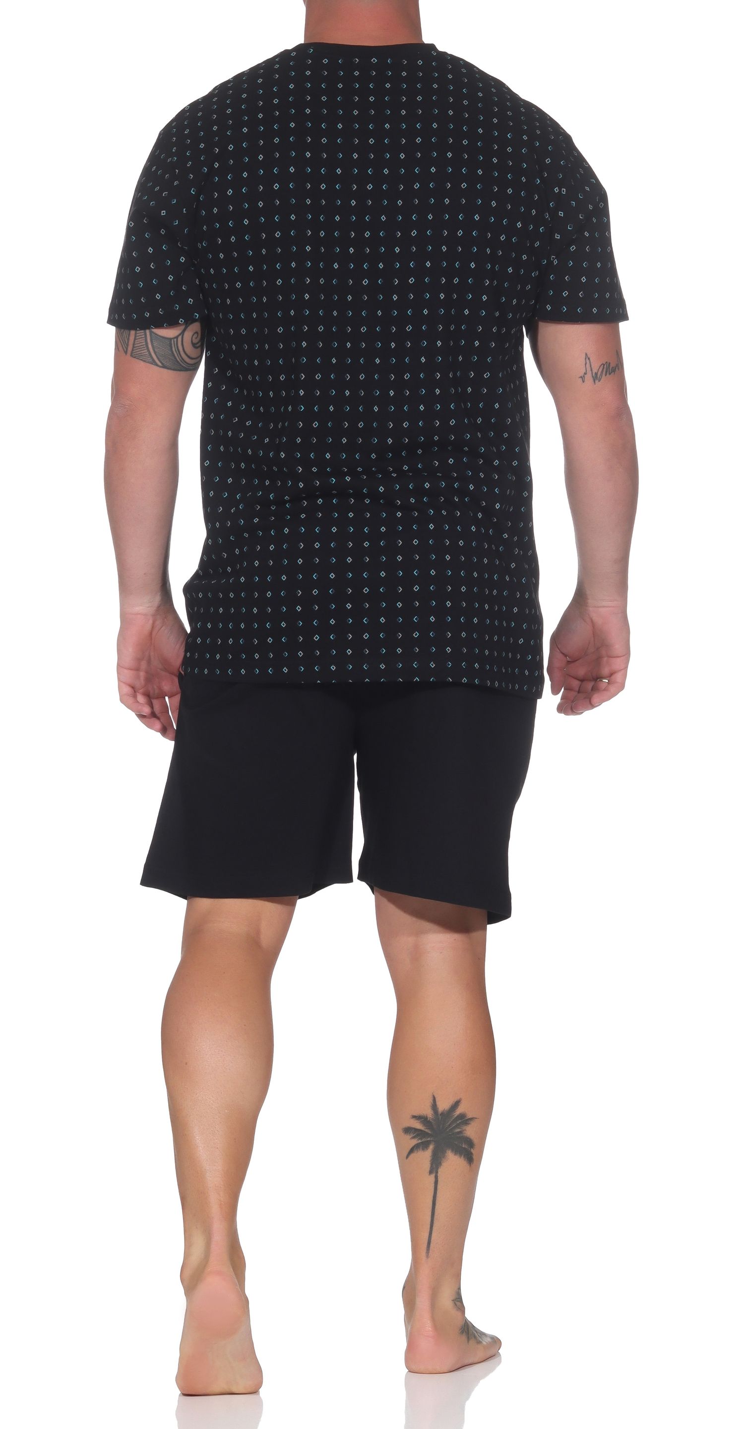 Normann Herren kurzarm Schlafanzug Shorty in edlen Minimalprint – auch in Übergröße