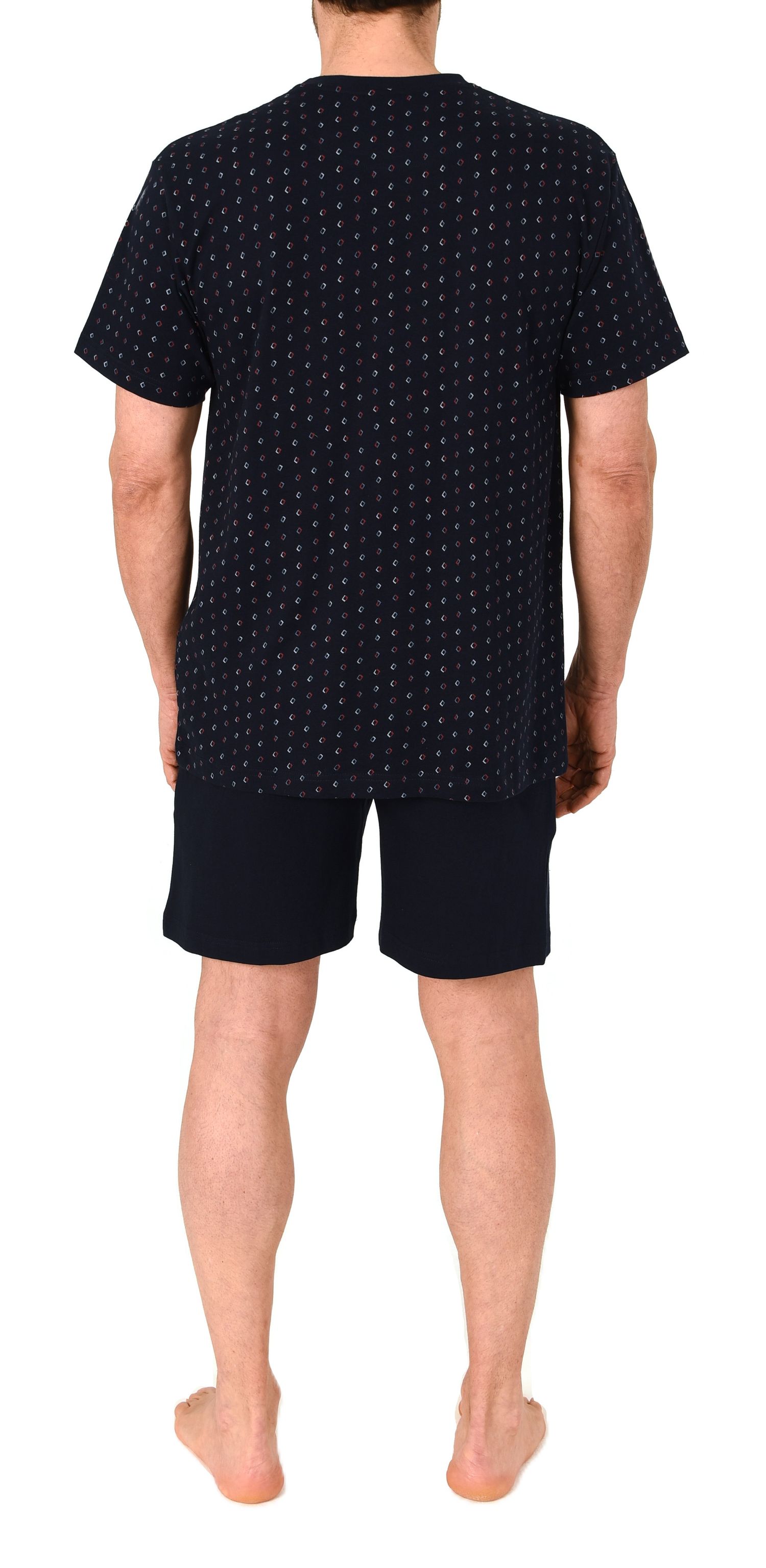 Normann Herren kurzarm Schlafanzug Shorty in edlen Minimalprint – auch in Übergröße