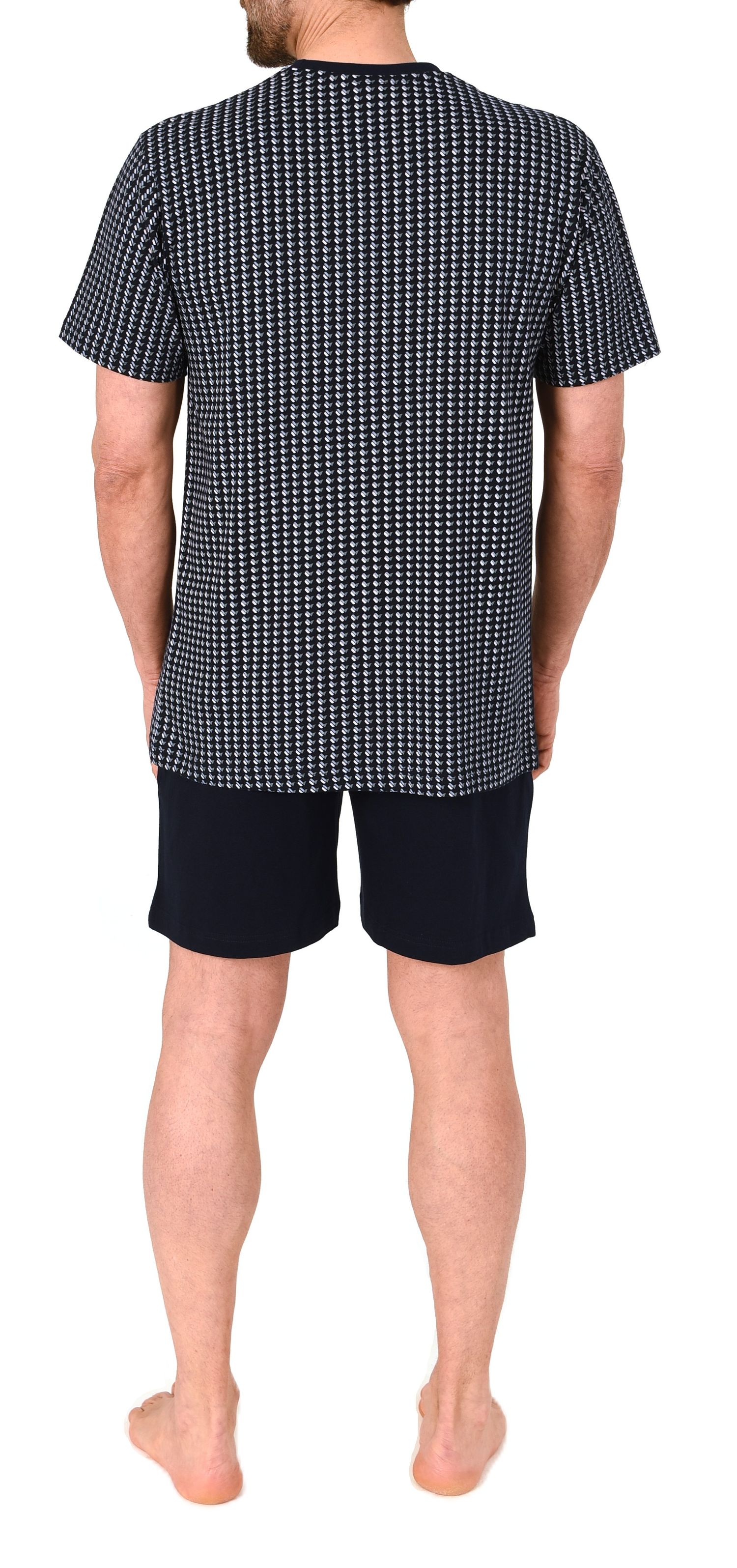 Normann Herren kurzarm Schlafanzug Shorty Pyjama aus Baumwolle in eleganter Optik