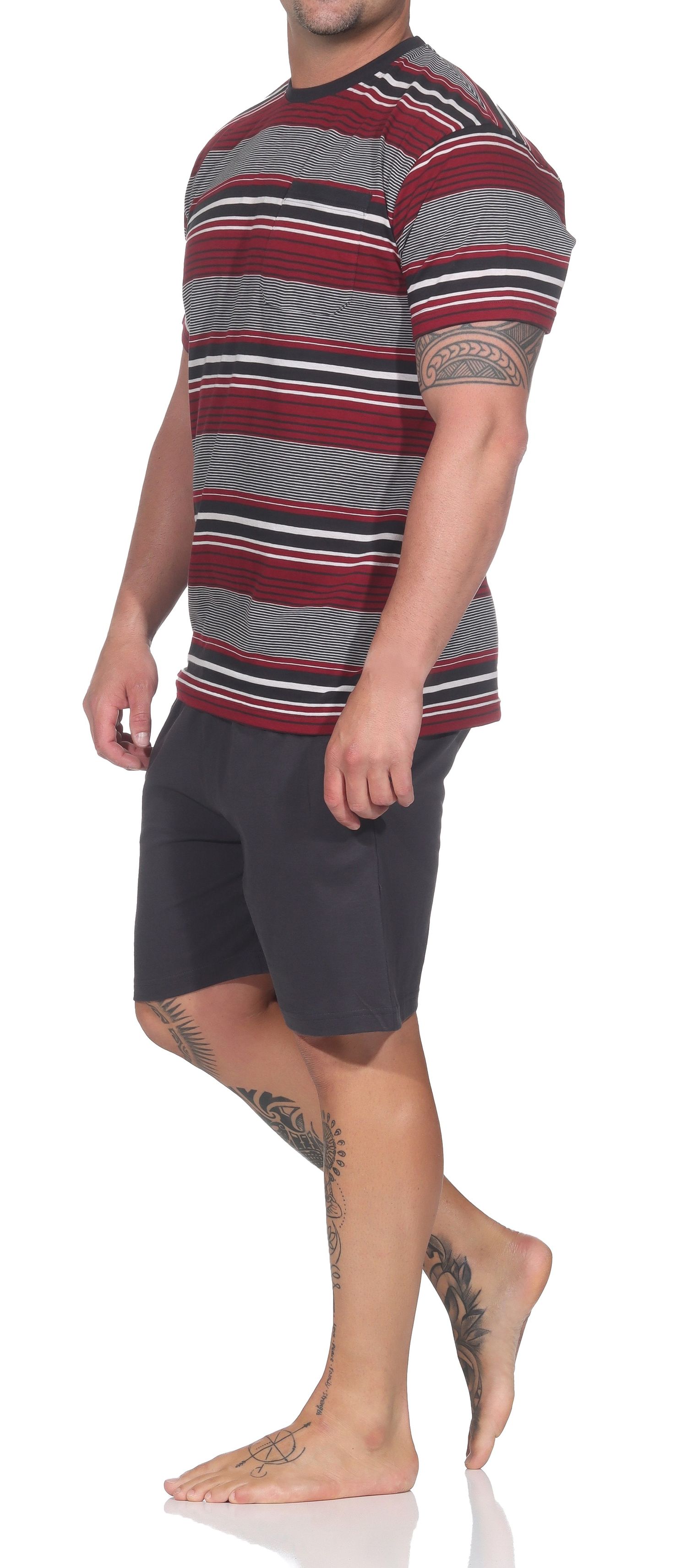 Normann Herren Schlafanzug kurzarm Shorty in eleganter Streifenoptik - auch in Übergröße