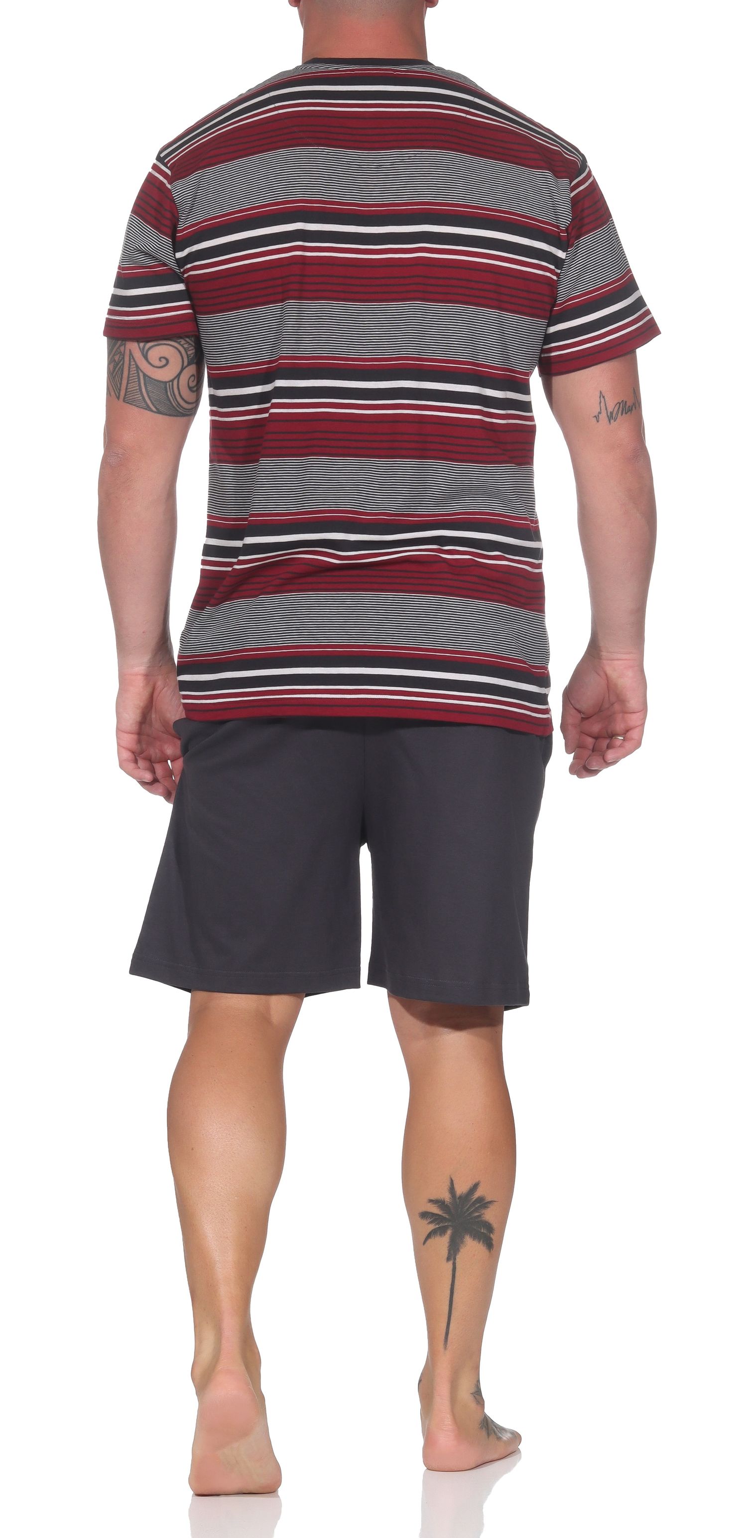 Normann Herren Schlafanzug kurzarm Shorty in eleganter Streifenoptik - auch in Übergröße