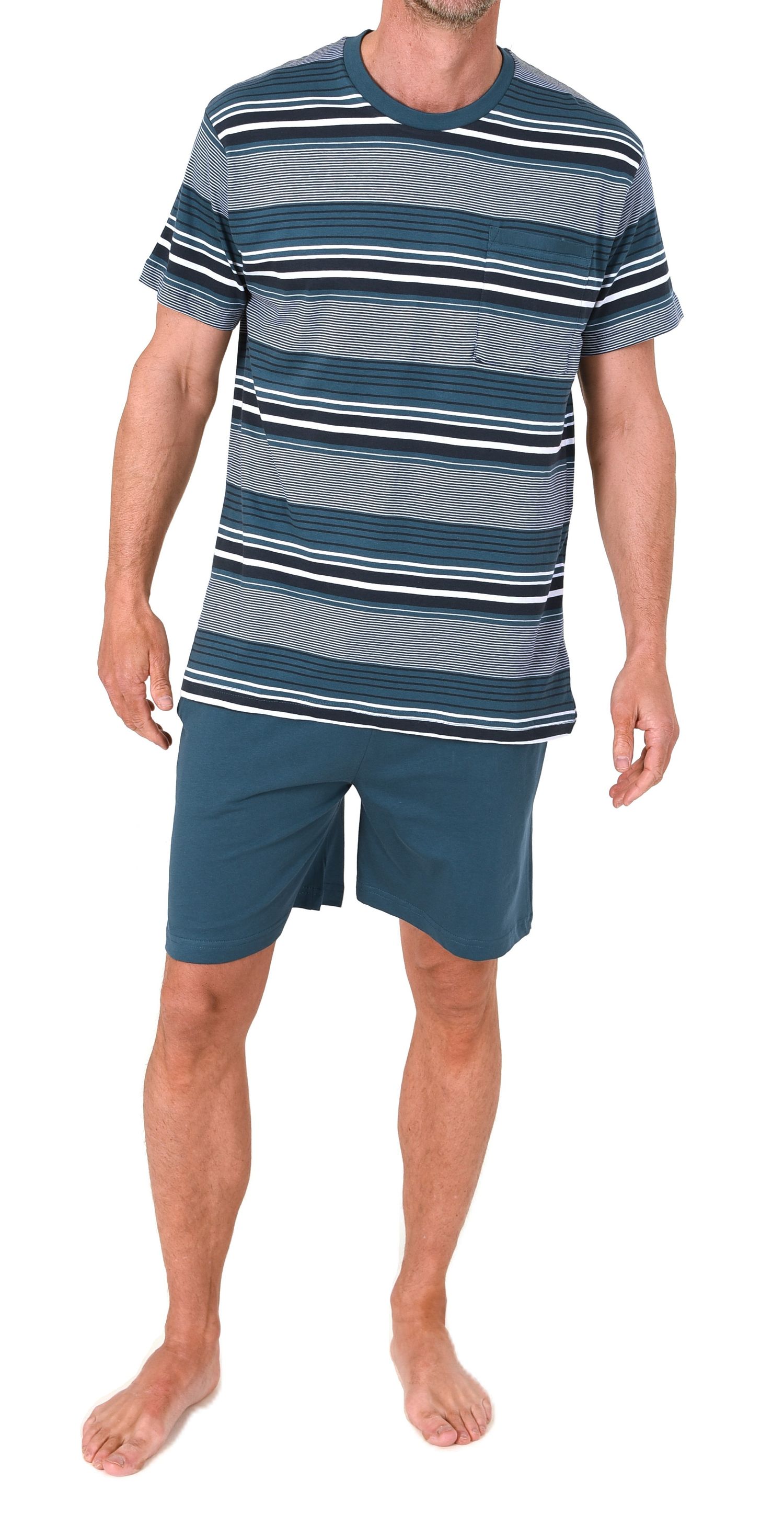 Normann Herren Schlafanzug kurzarm Shorty in eleganter Streifenoptik - auch in Übergröße