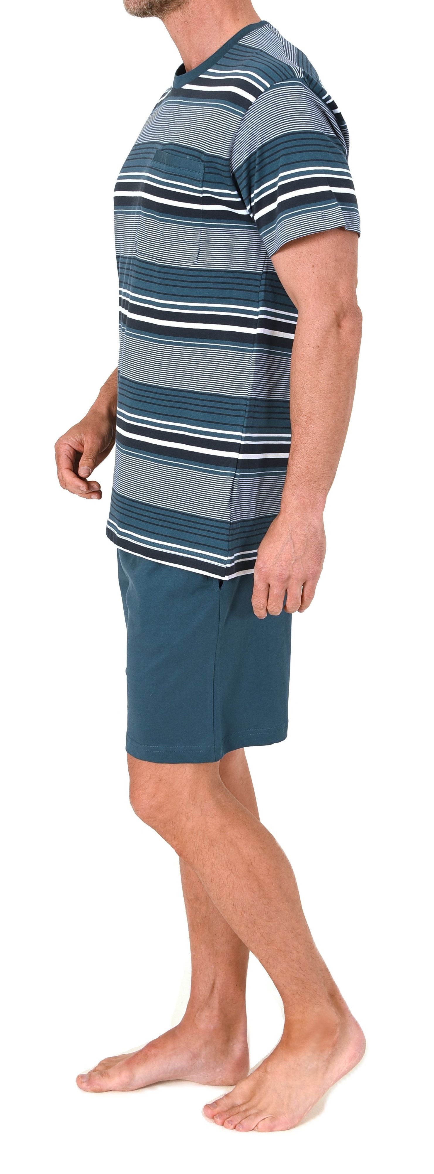 Normann Herren Schlafanzug kurzarm Shorty in eleganter Streifenoptik - auch in Übergröße