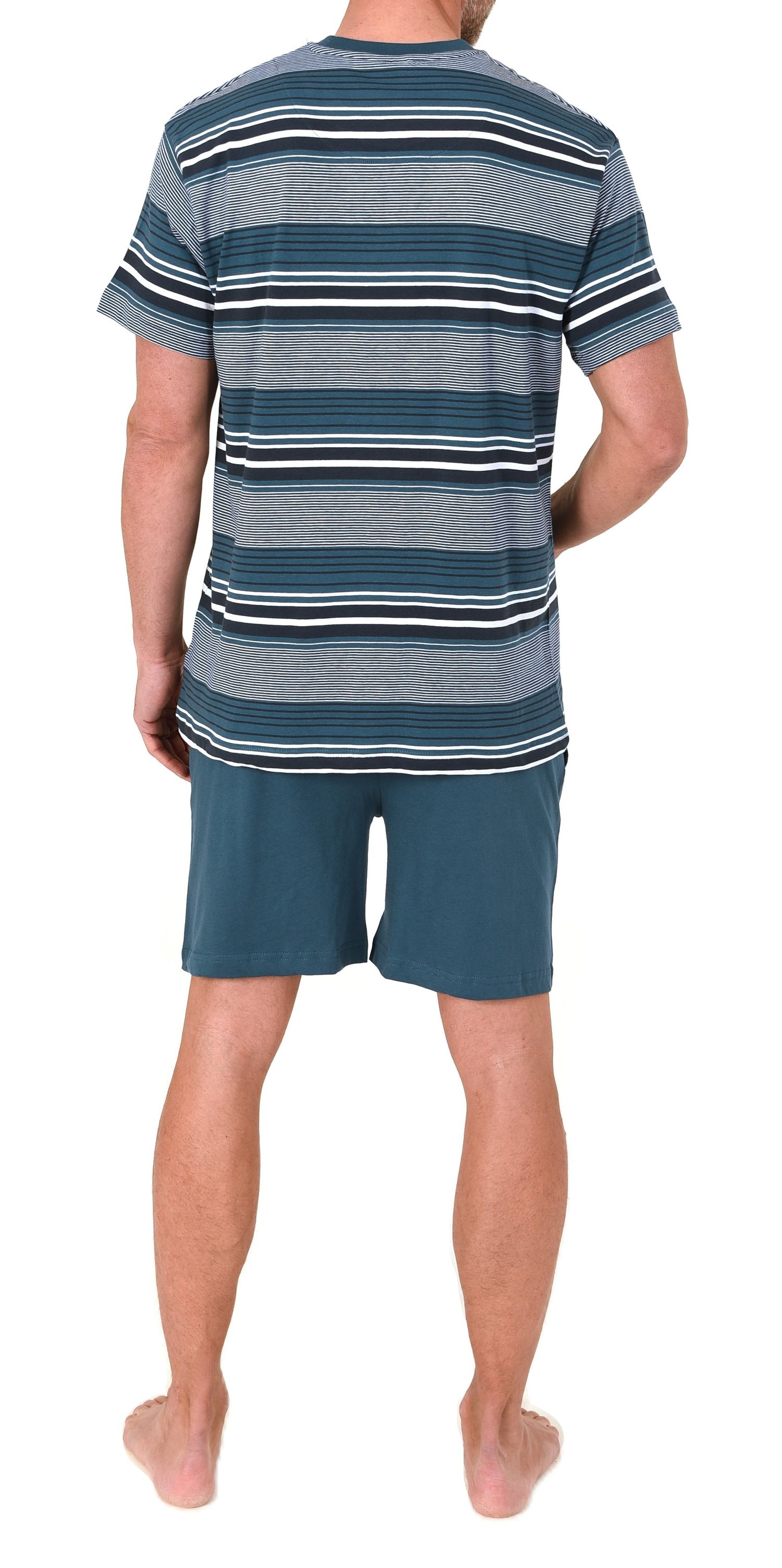 Normann Herren Schlafanzug kurzarm Shorty in eleganter Streifenoptik - auch in Übergröße