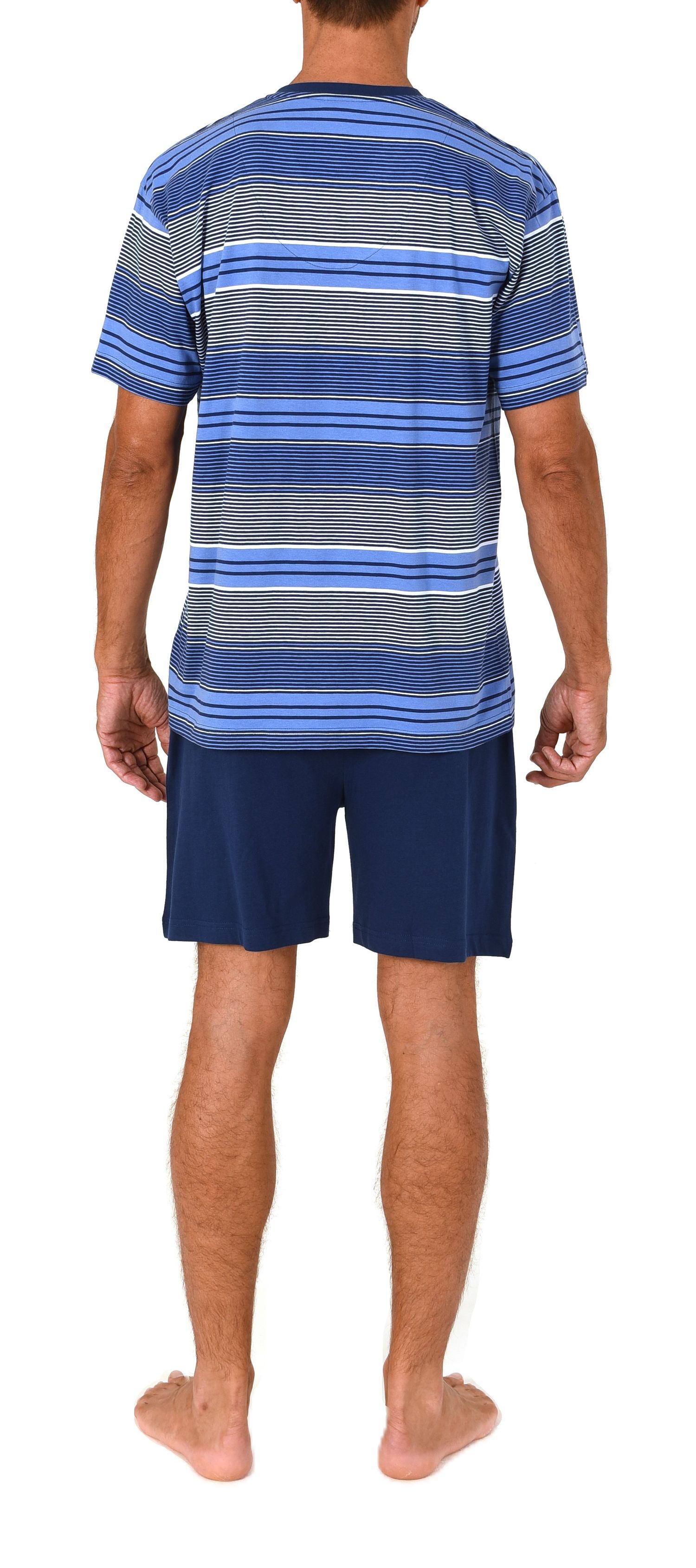 Normann Herren Schlafanzug Shorty kurzarm Pyjama edle Streifenoptik – auch in Übergröße