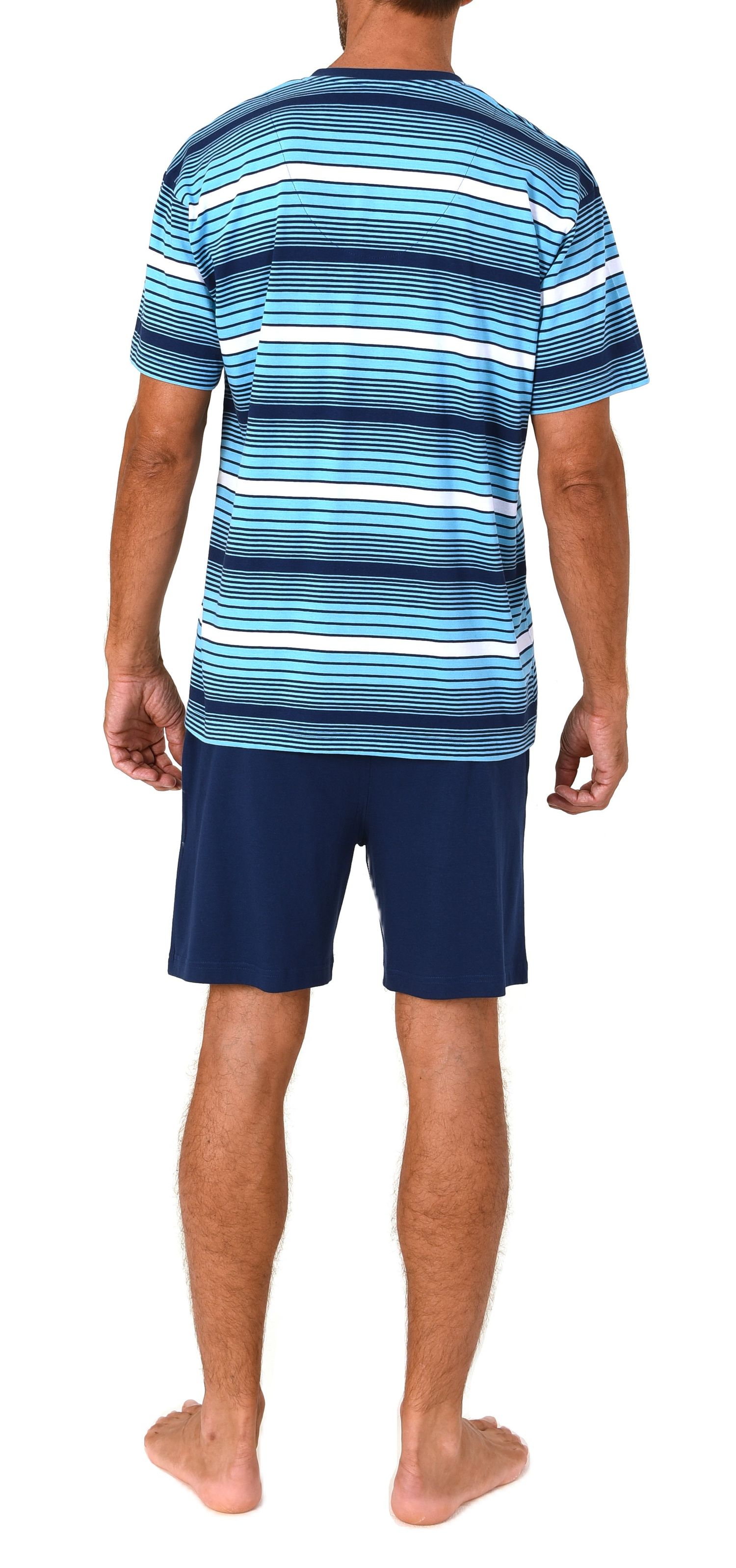 Normann Herren Schlafanzug Shorty kurzarm Pyjama edle Streifenoptik – auch in Übergröße