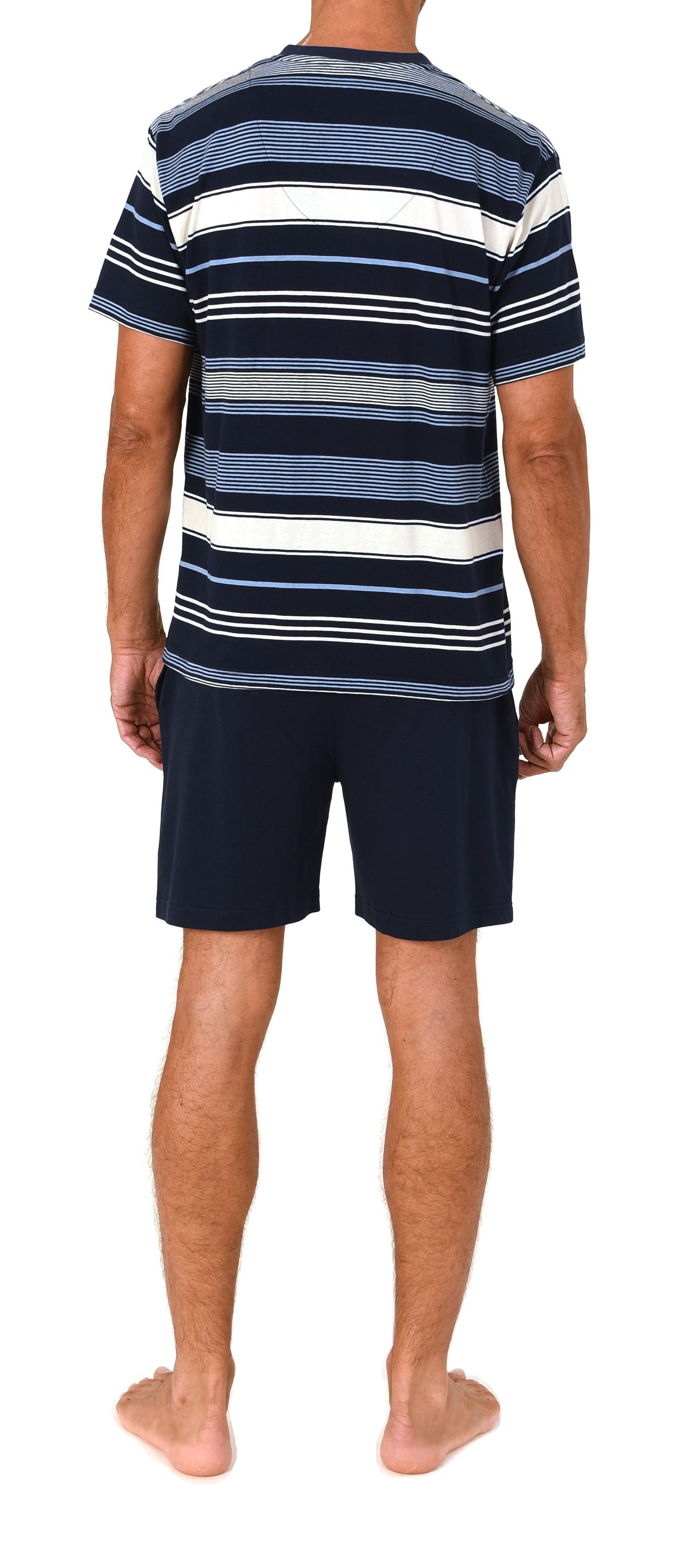 Normann Herren Schlafanzug Shorty kurzarm Pyjama mit V-Hals – auch in Übergröße