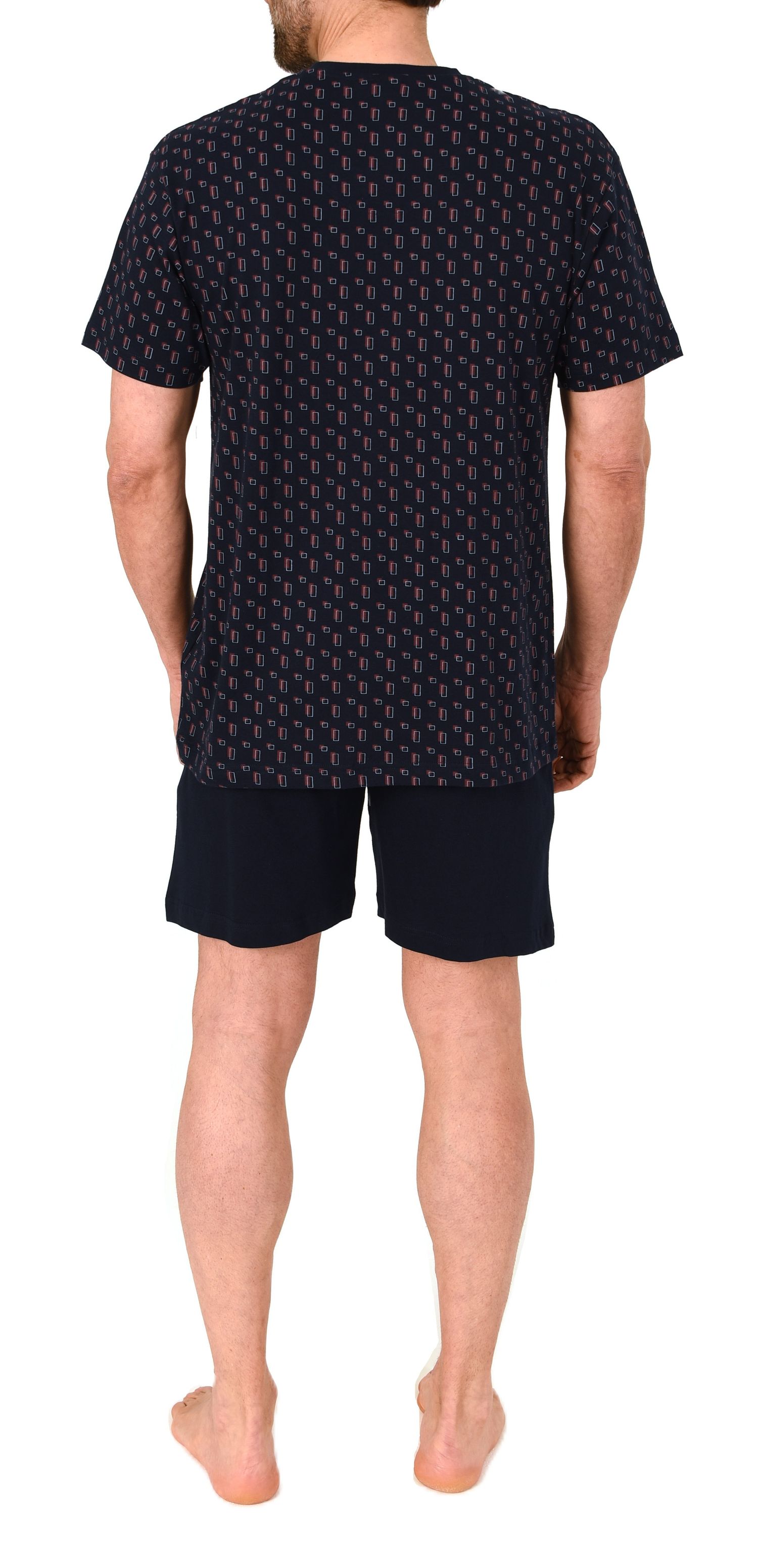 Normann Herren kurzarm Schlafanzug Shorty – Pyjamamit V-Hals auch in Übergröße