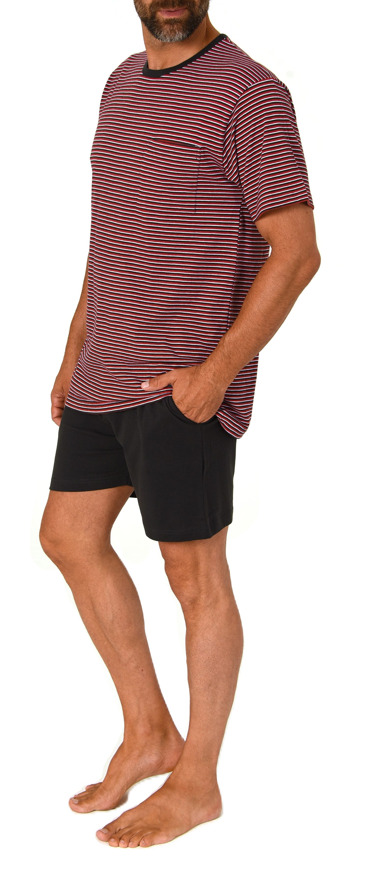 Normann Herren kurzarm Schlafanzug Shorty in feiner Streifenoptik - auch in Übergrößen