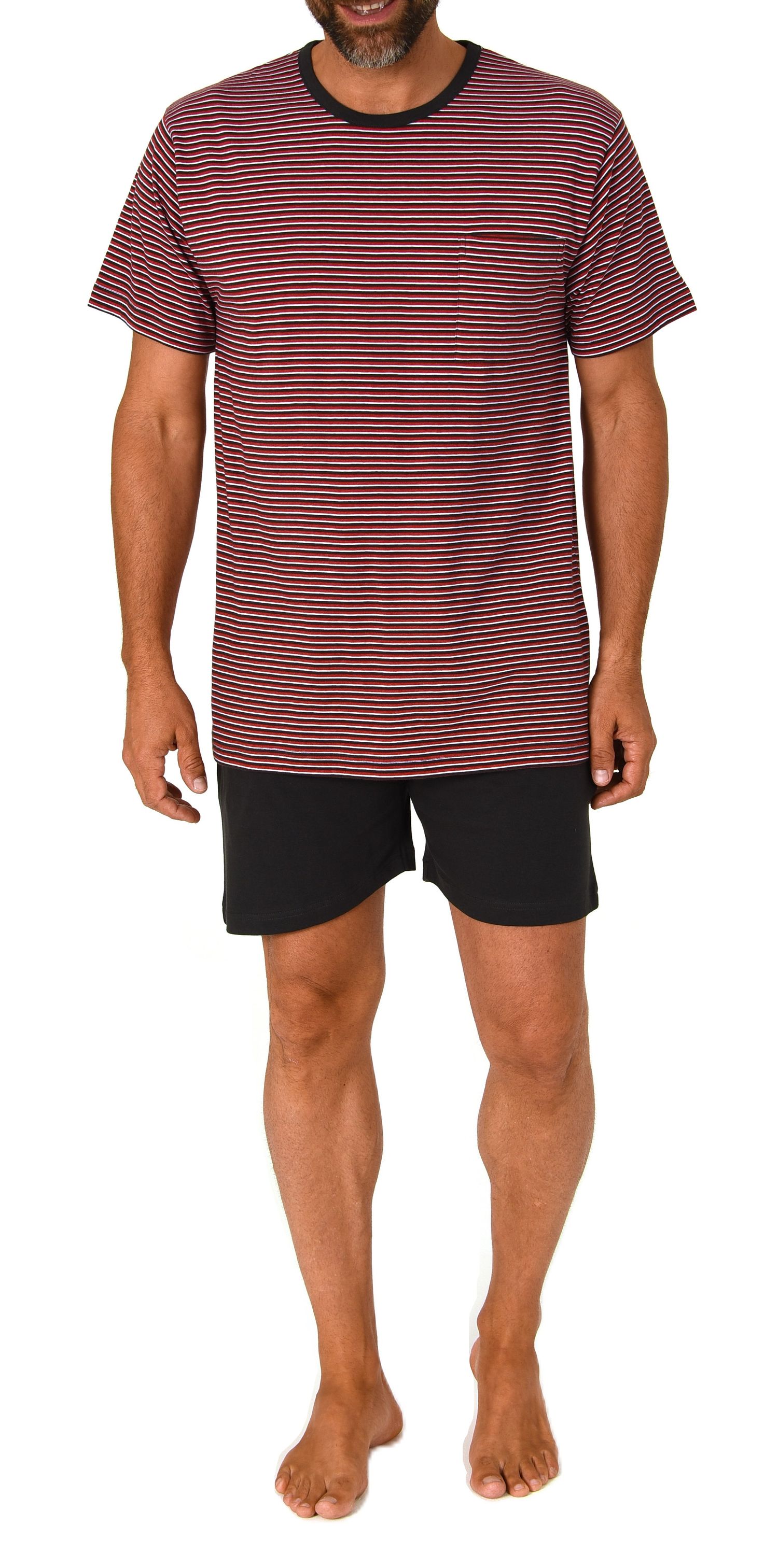 Normann Herren kurzarm Schlafanzug Shorty in feiner Streifenoptik - auch in Übergrößen