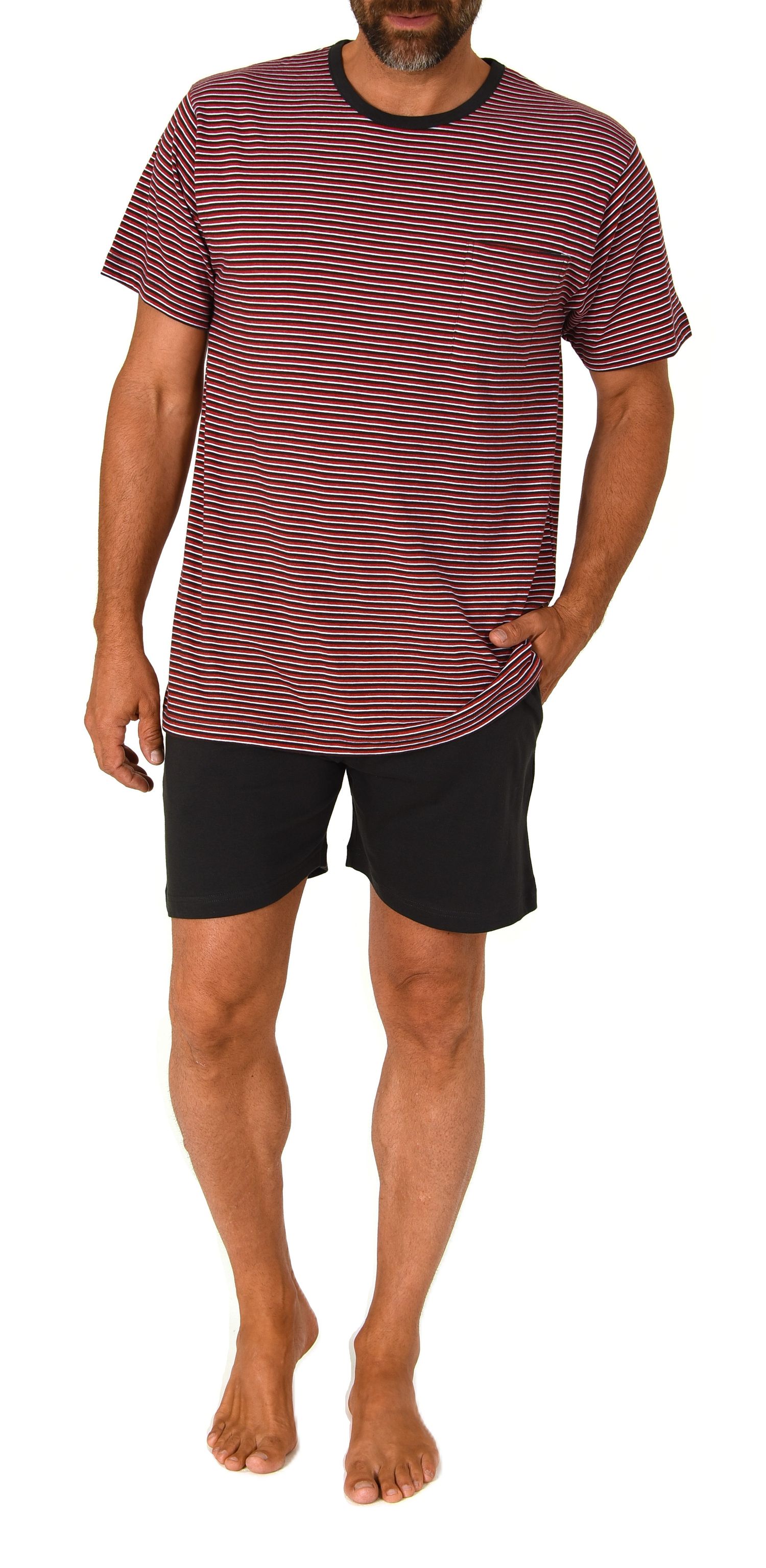 Normann Herren kurzarm Schlafanzug Shorty in feiner Streifenoptik - auch in Übergrößen