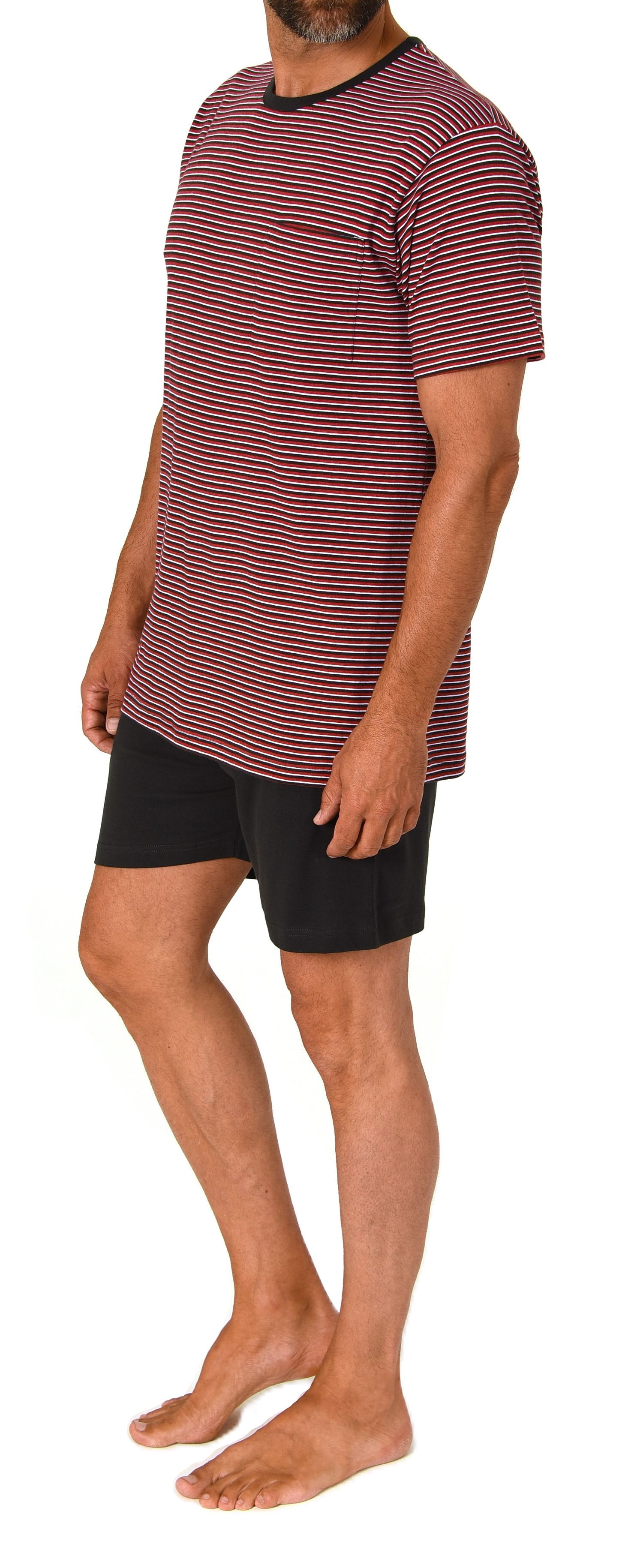 Normann Herren kurzarm Schlafanzug Shorty in feiner Streifenoptik - auch in Übergrößen