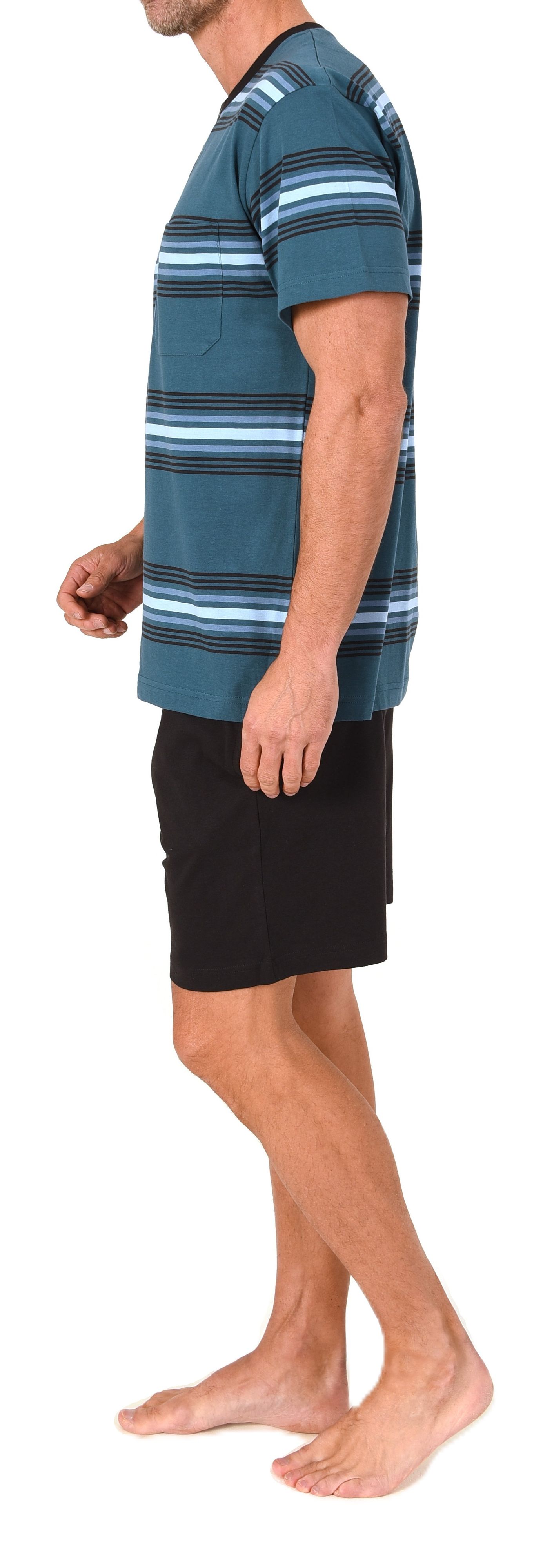 Normann Herren Schlafanzug kurzarm Shorty mit Knopfleiste am Hals - auch in Übergrößen