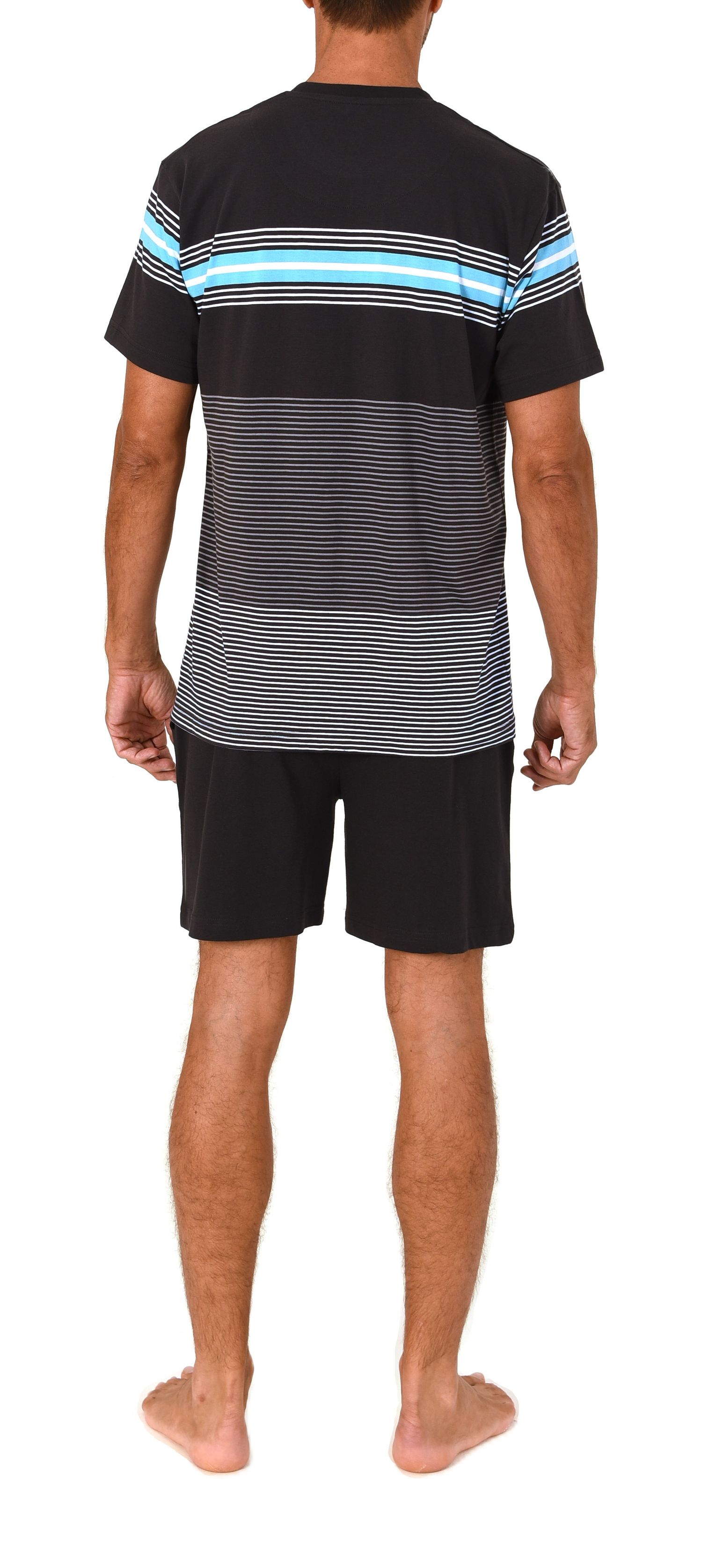 Normann Herren kurzarm Schlafanzug Shorty in eleganten Streifendesign – auch in Übergrößen