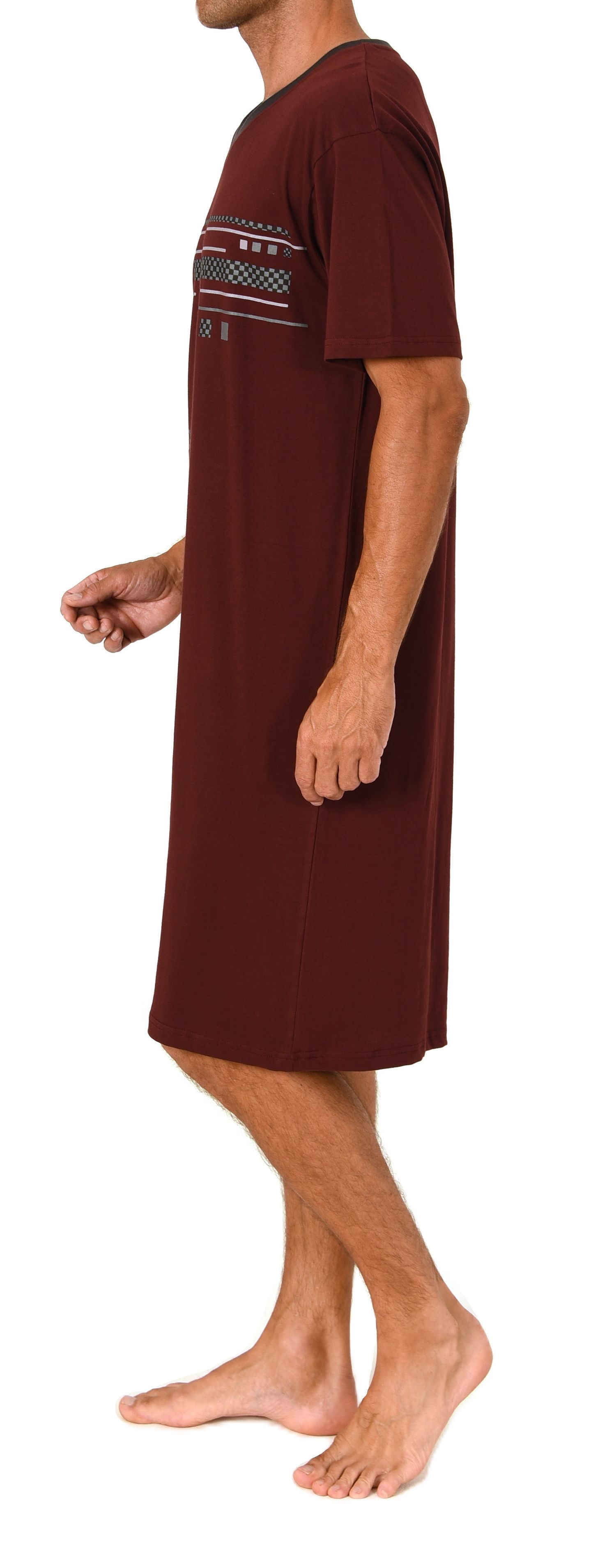 Normann Herren kurzarm Nachthemd mit eleganten Frontprint  - auch in Übergrössen